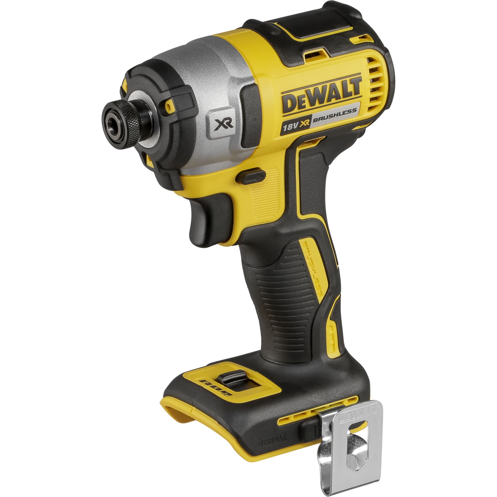 Akku-Bohrschrauber, 18V, Brushless, DeWalt, Korpus Gelb-Schwarz, Akku-Bohrschrauber, Schlagbohrschrauber, 18V, Gelb-Schwarz, Korbhalterung