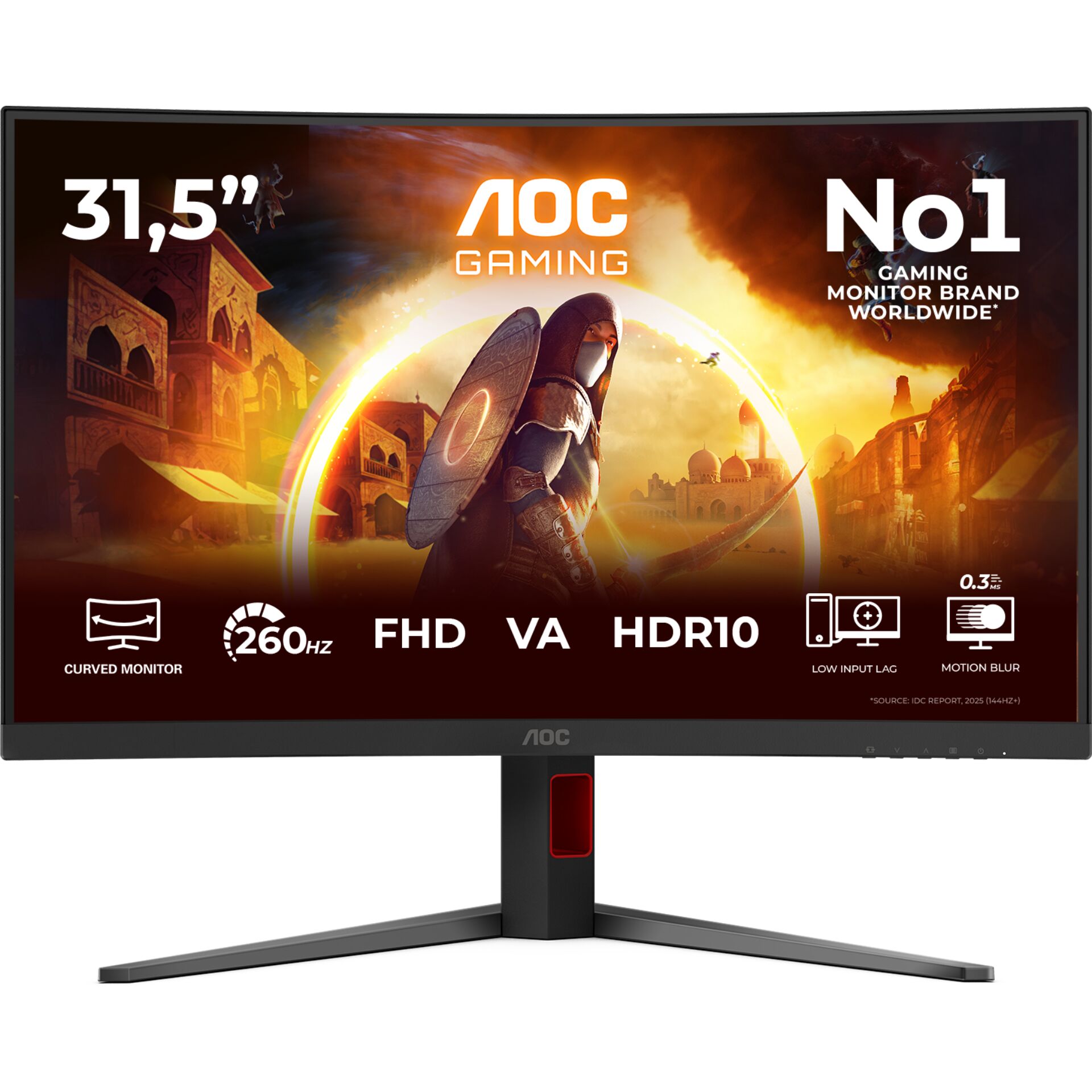 Curved monitor, 31,5 Zoll, Gaming-Monitor, FHD, HDR10