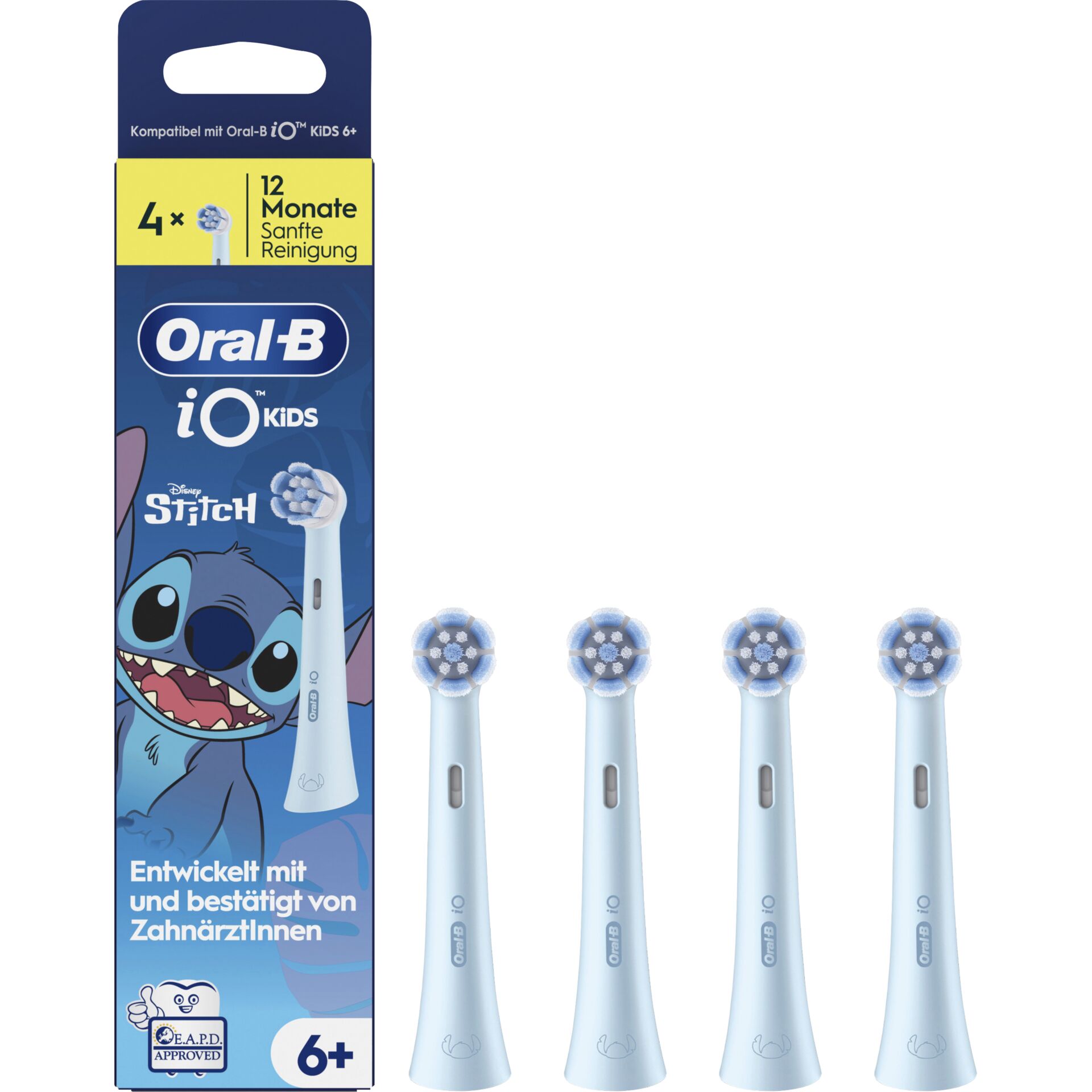 electric-toothbrush, Kinderzahnbürste, Stitch-Design, blauer-Griff, wechselbare-Bürstenköpfe
