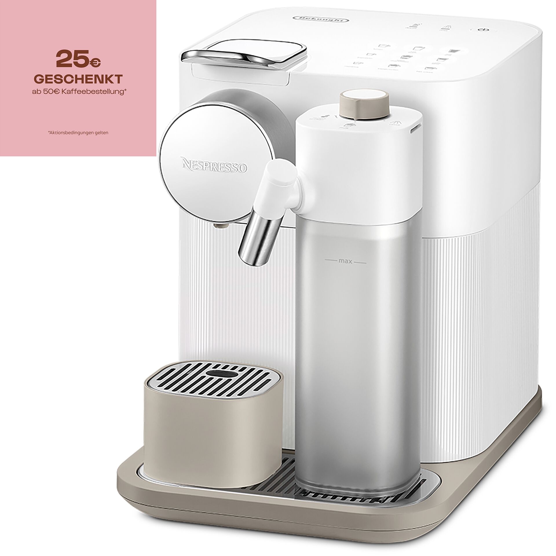Pokal, Pokal, Kaffeemaschine, Espressomaschine, Nespresso, Kapselsystem, Kaffeeauslauf, Kaffeemaschine, Nespresso, Brühkaffee, Automatischer Milchschaum, Kapselsystem, Espresso-Maschine, Kaffeemaschine, Milchschaumrichter, Weiß, Kompakte Bauform