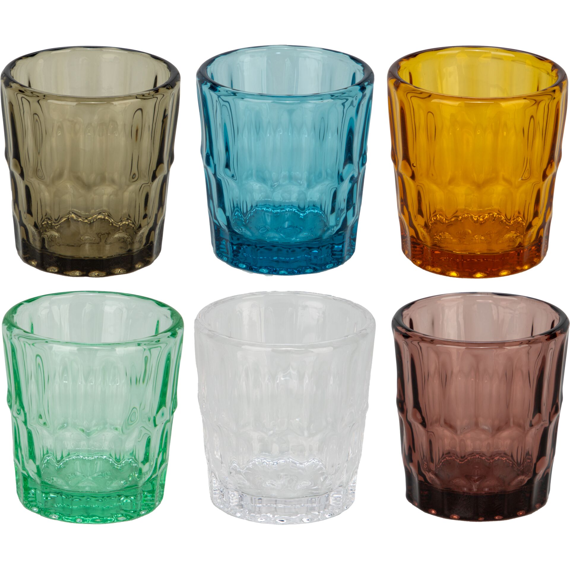 Glas, Becher, Kopfform, Rustikales Glas, buntes Glas