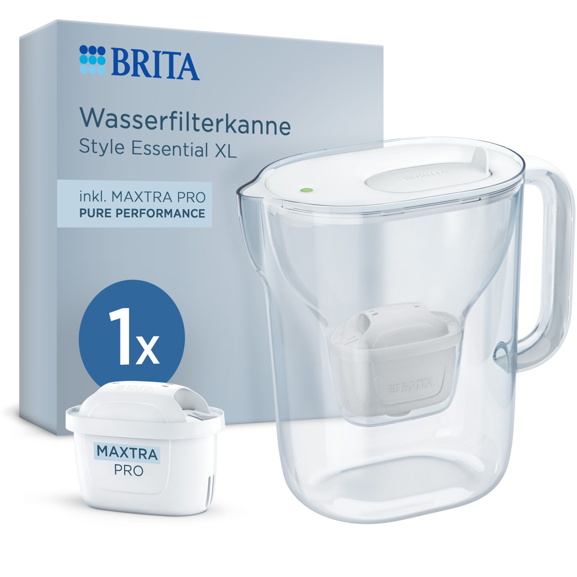 Wasserfilterkanne, Style Essential XL, Maxtra Pro, 1x, Glasbehälter