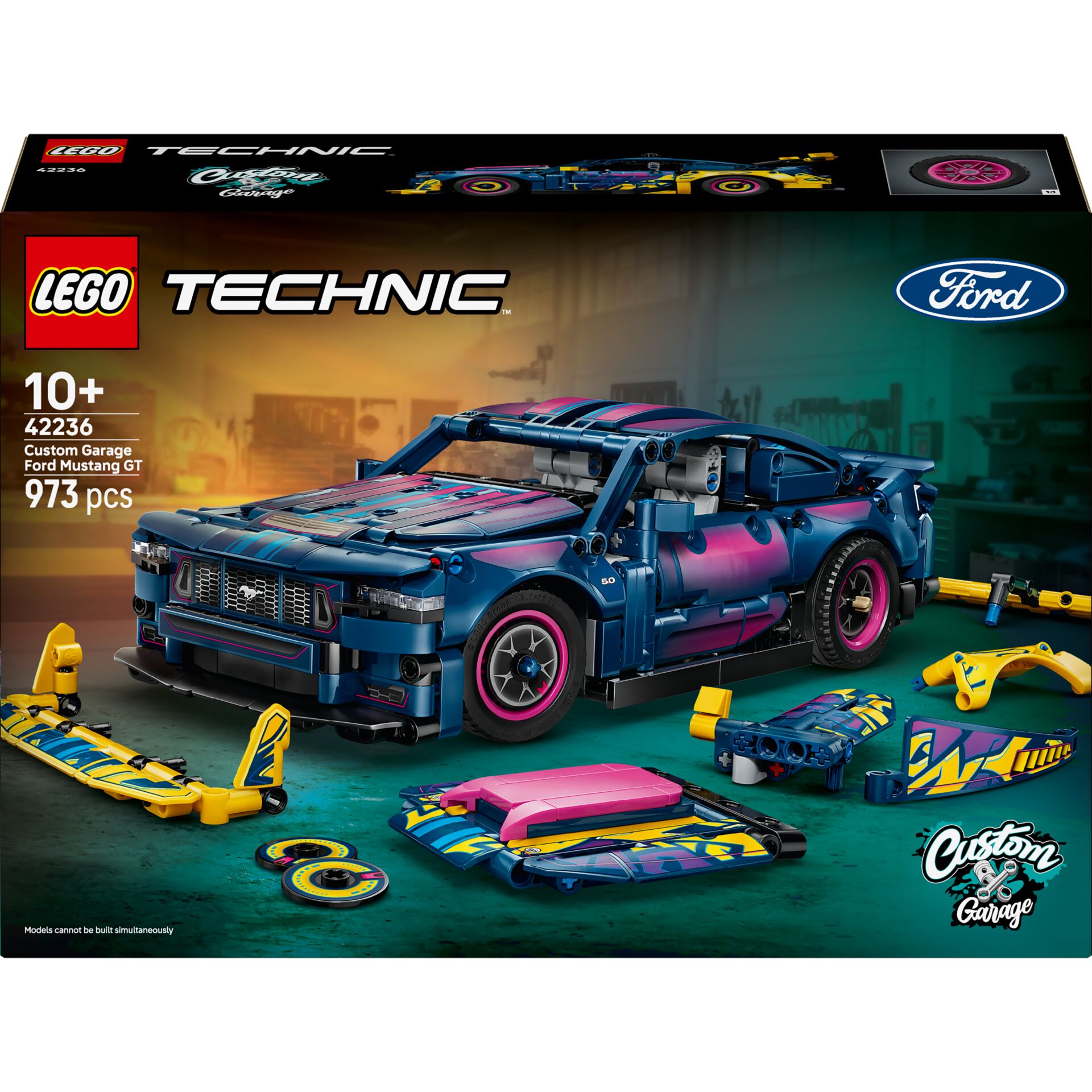 Lego Technic, Ford Mustang GT, Custom Garage, 973 pcs, Die-cast style components