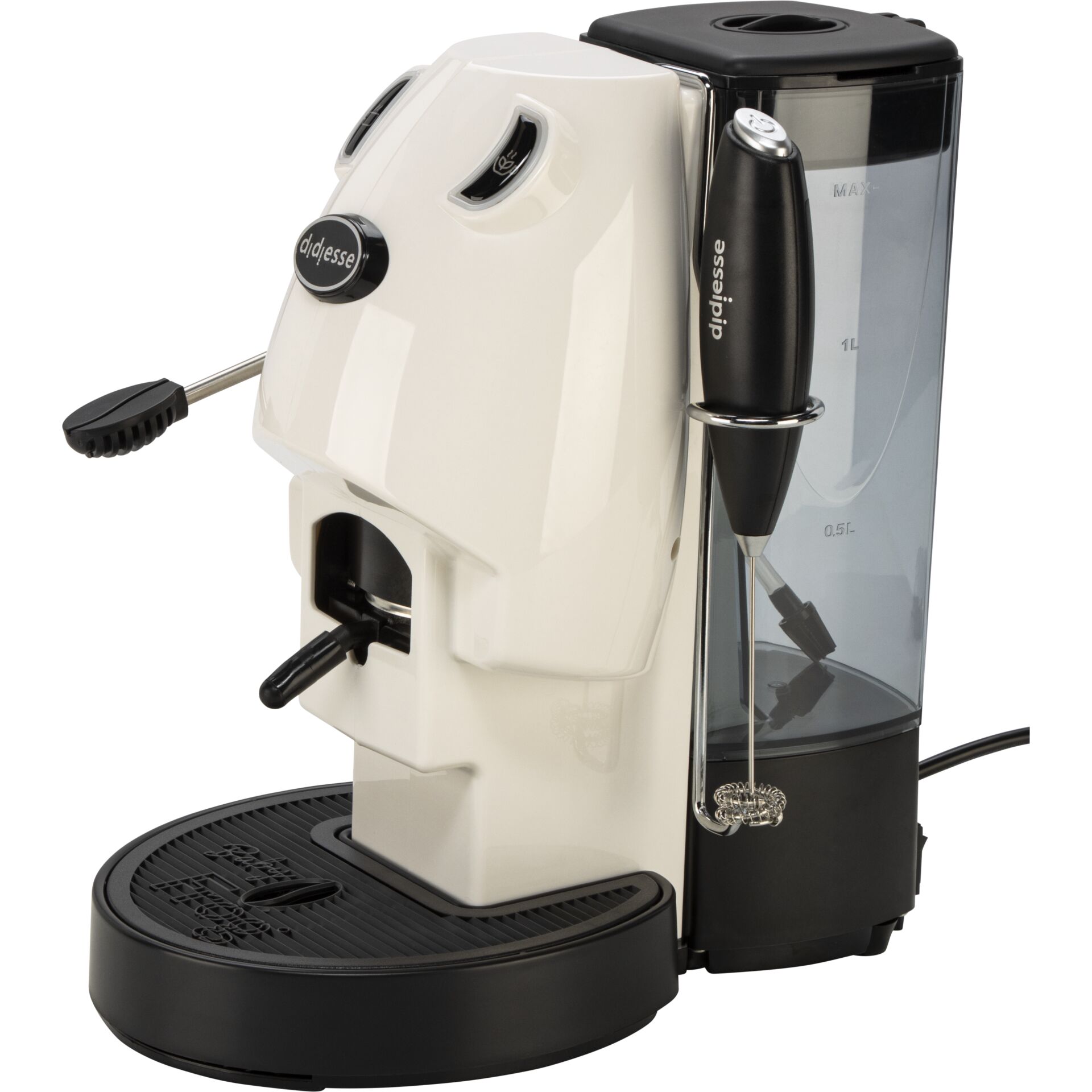 Espressomaschine, Kaffeemaschine, Milchaufschäumer, Portionskaffeemaschine, Schwarz-Weiß