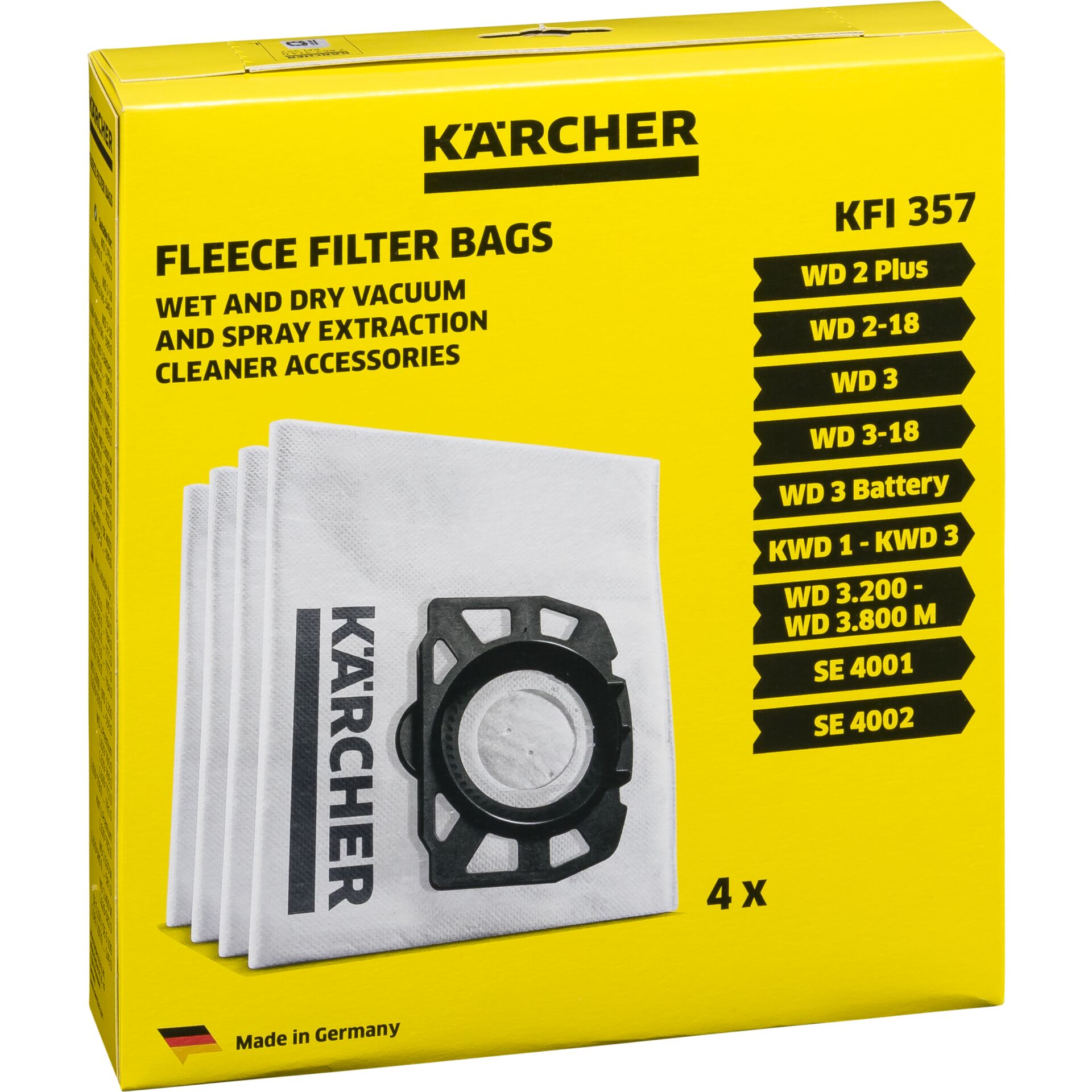 Fleece Filter Bags, Vacuumzubehör, Kärcher, Weiße Filterbeutel, Hergestellt in Deutschland