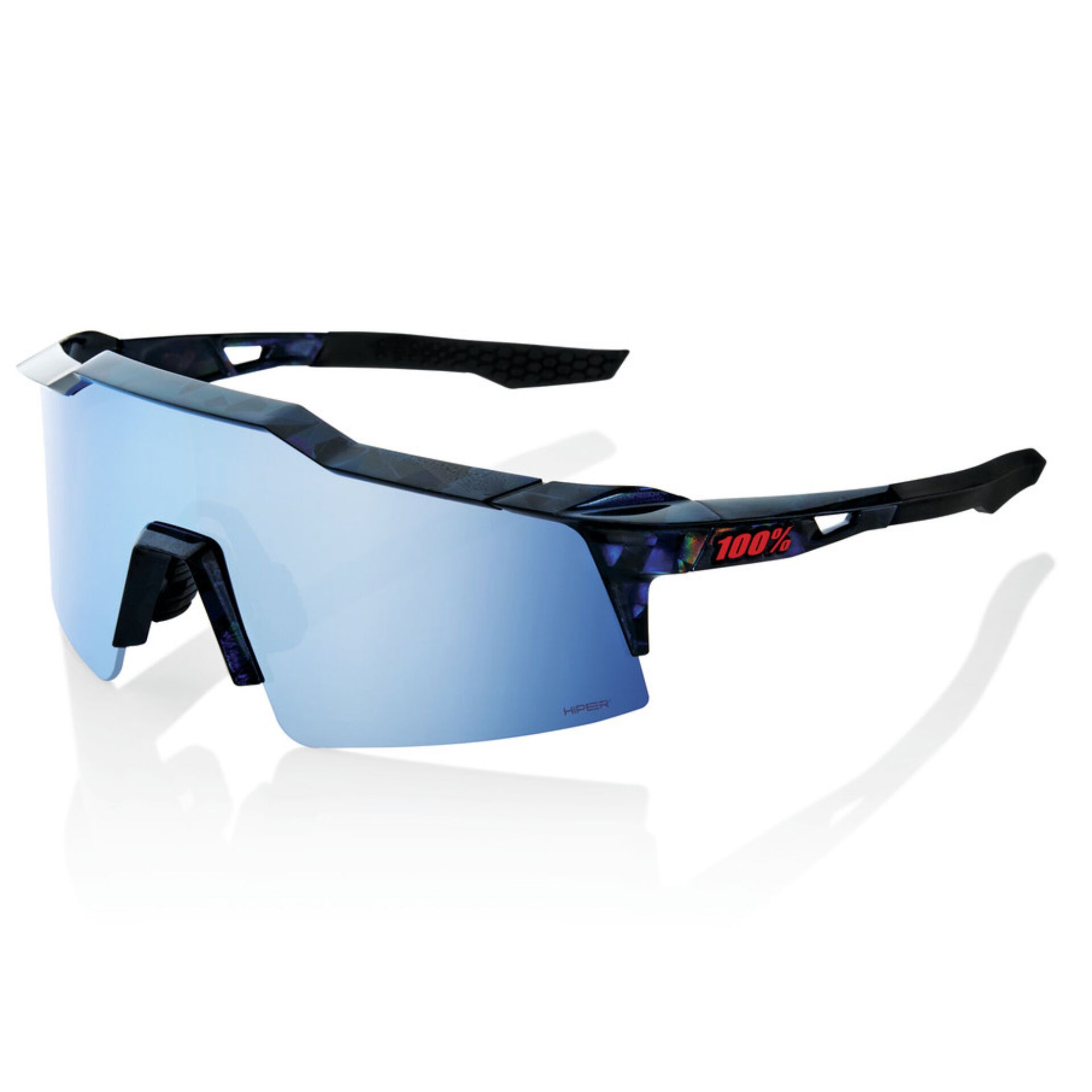 Sportbrille, Sonnenbrille, Gläser blau, Rahmen schwarz, 100%