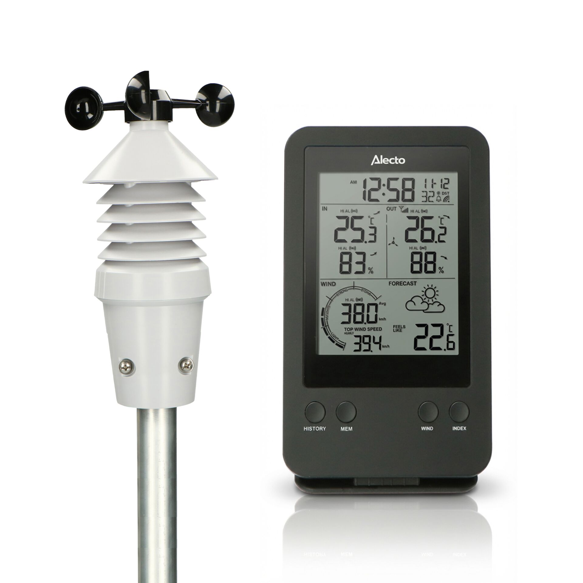 Wetterstation, Regenmesser?, Wetterstation mit Display, Windmesser, Hygrothermograph
