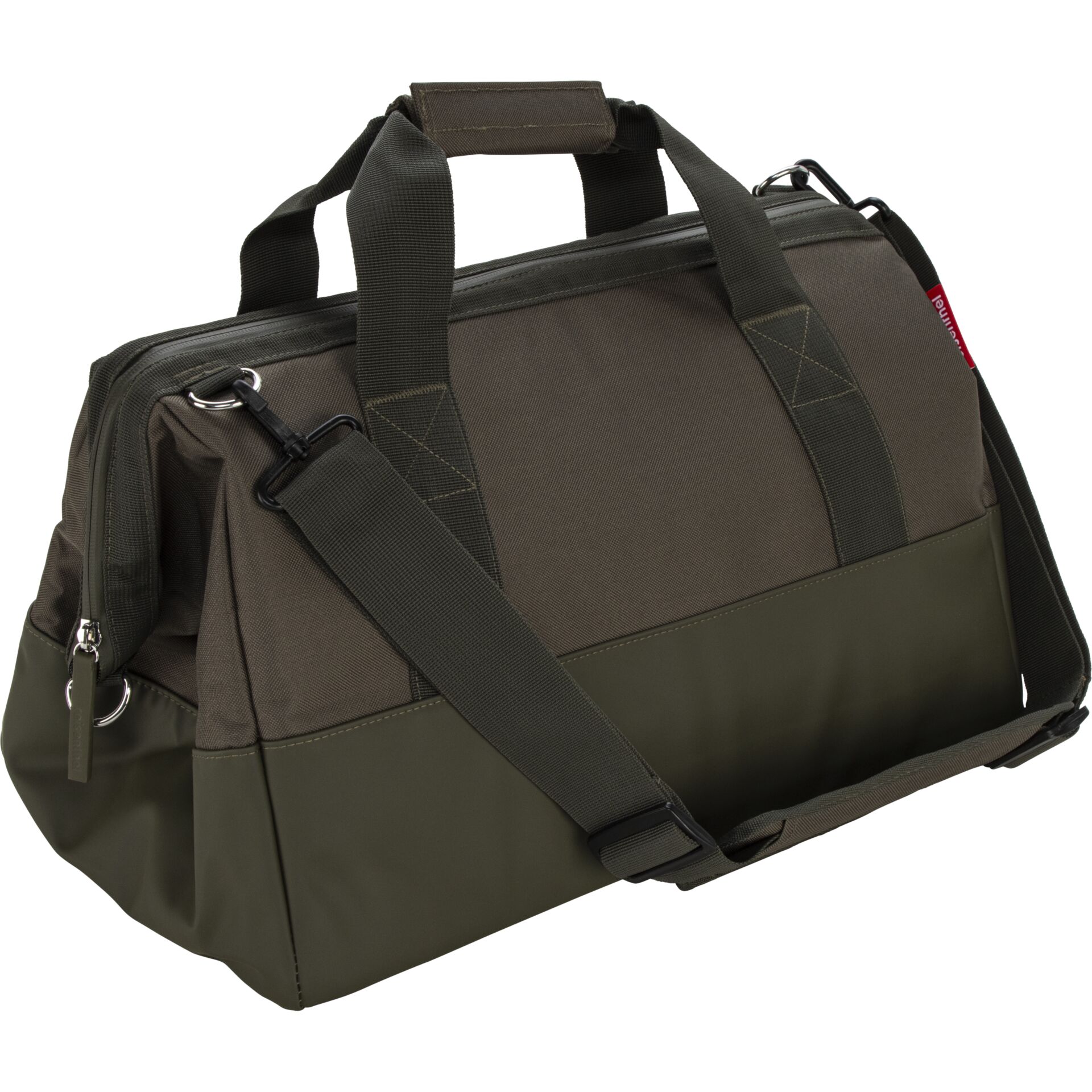 Tasche, Duffel, Schultergurt, olivgrün, Reißverschlüsse