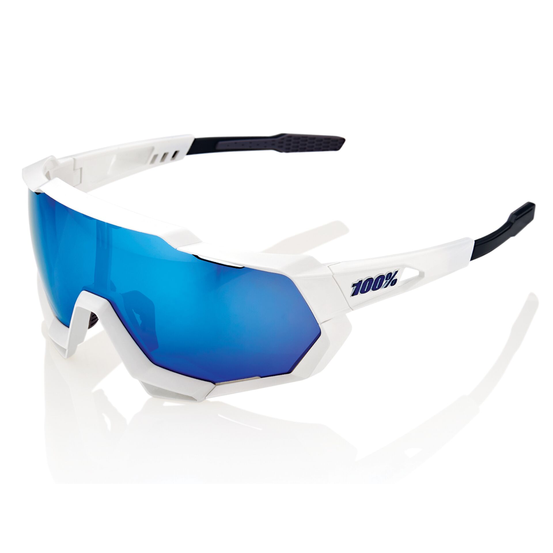 Sportbrille, Sonnenbrille, Polarisierte Gläser, Weißer Rahmen, Blaues Glas