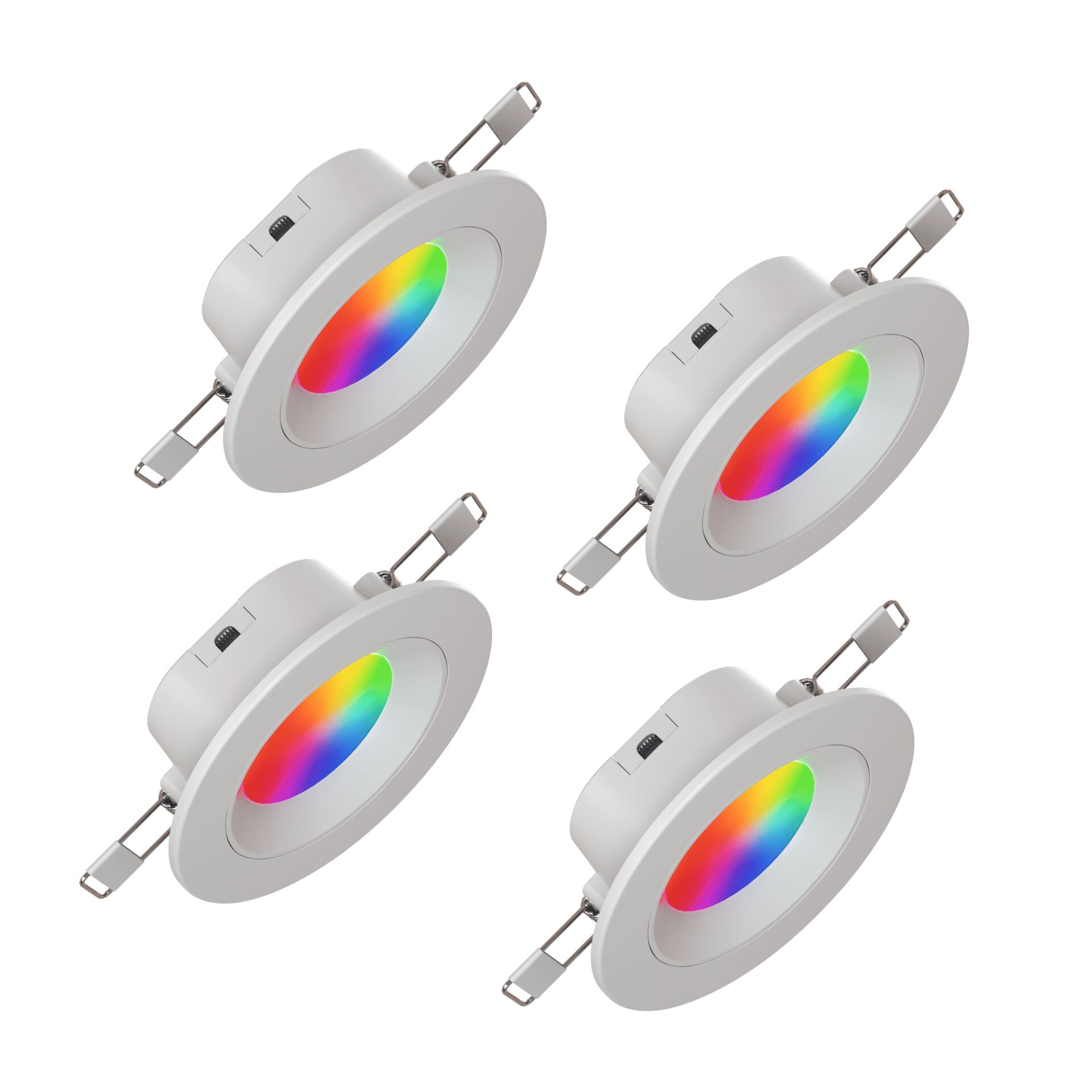 LED-Downlight, RGB-LED, Recessed-Lighting, Ceiling-Spotlight, 4-Pack