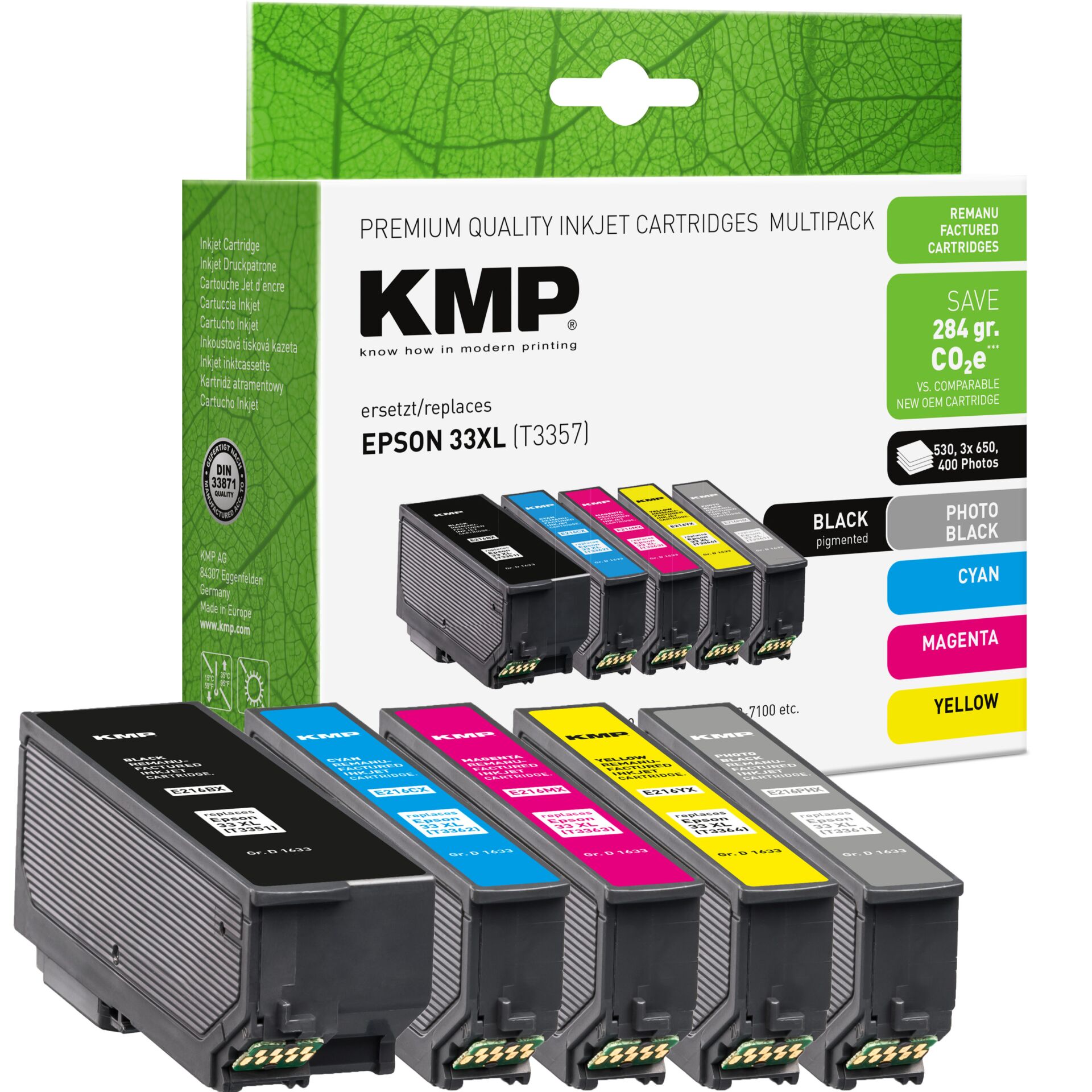 Adapter, Elektronik, Hardware, QR-Code, Tintenpatronen, Kompaktpaket, Druckkopf, Cyan, Magenta, Gelb, Schwarz, Chip-kompatibel, Nachfüllbar, Multipack, EPSON 33XL