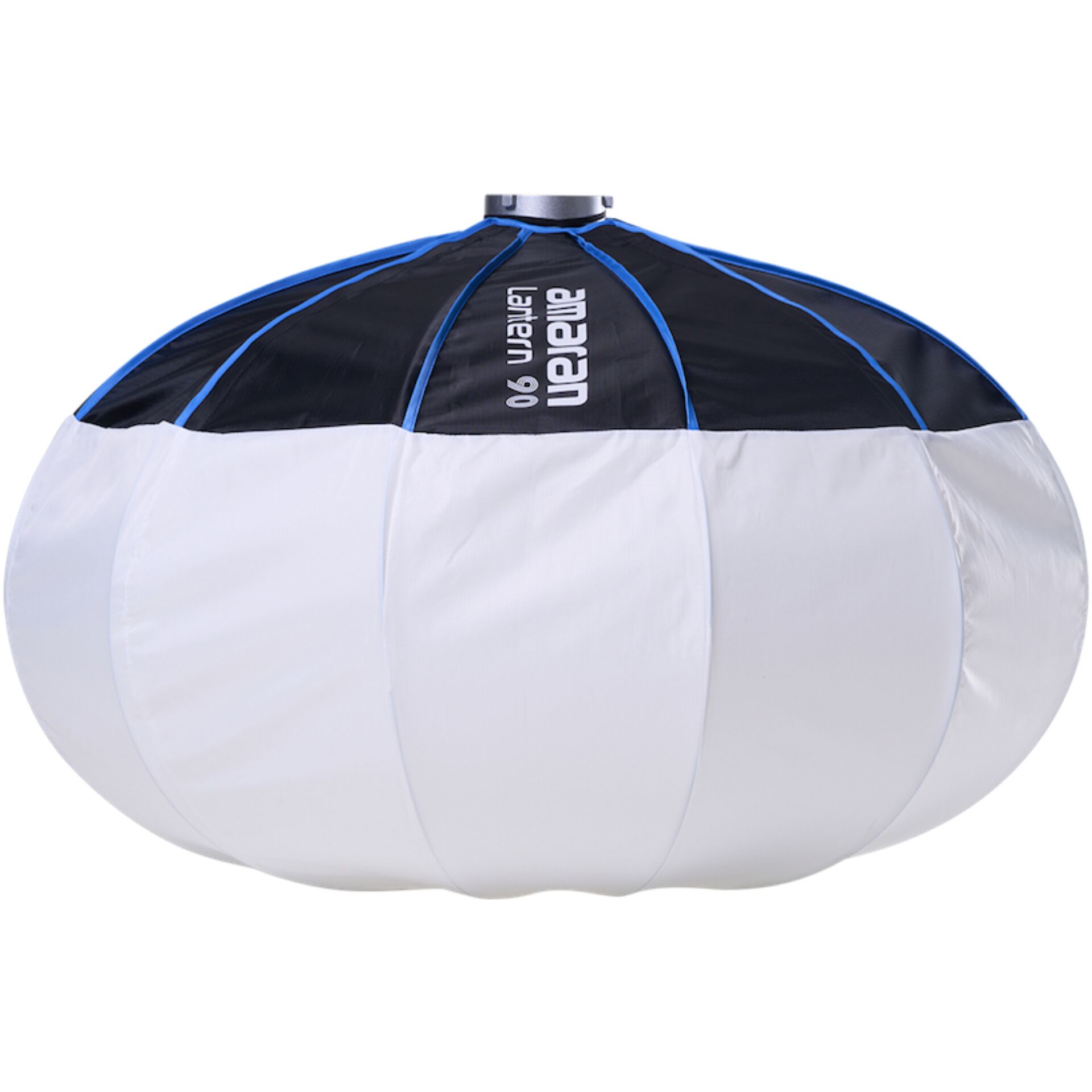 Boxsack, aufblasbar, schwarz-weiß, blaue Nähte, Trainingsgerät