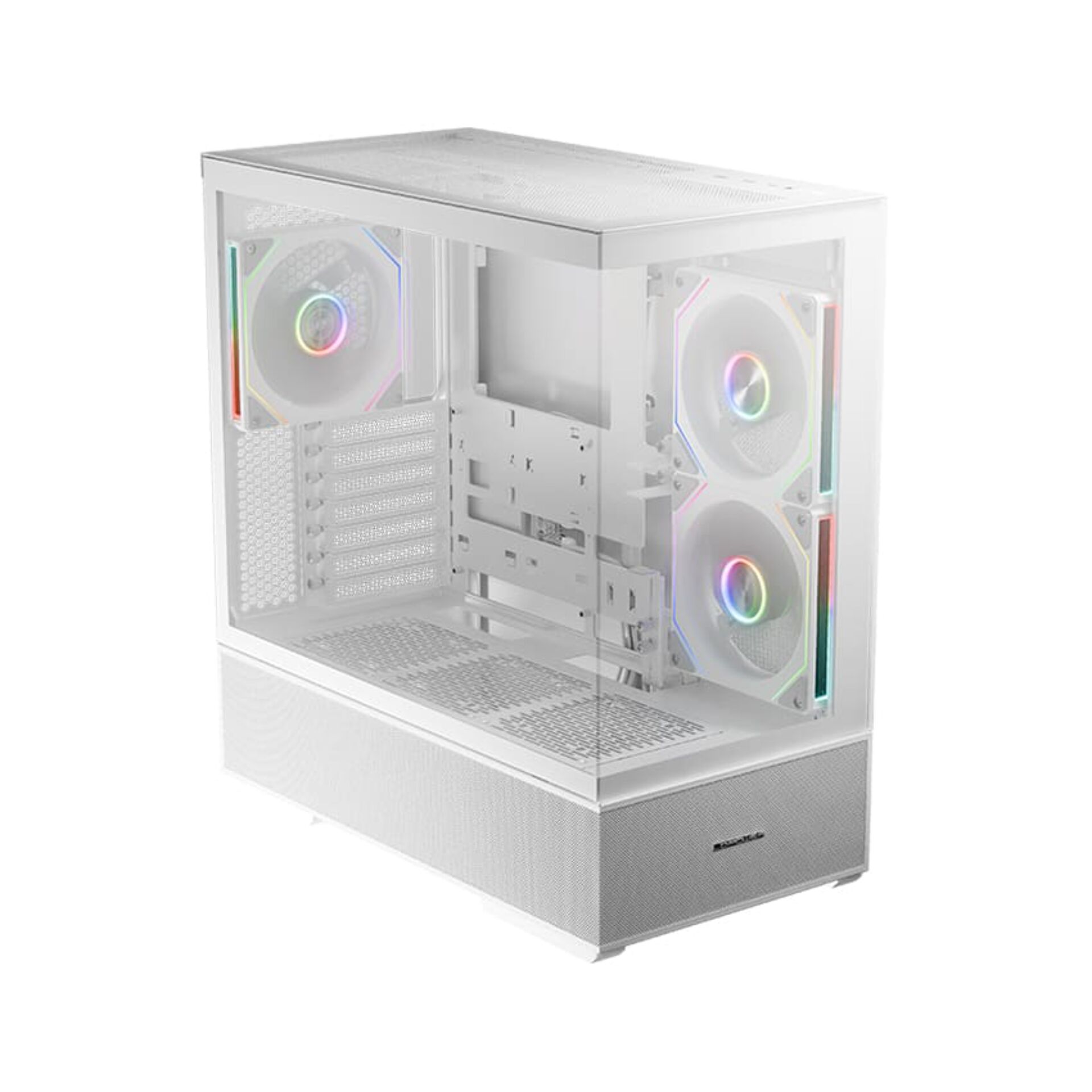 PC-Gehäuse, Mid-Tower, RGB-Lüfter, Weiß, Glasfront