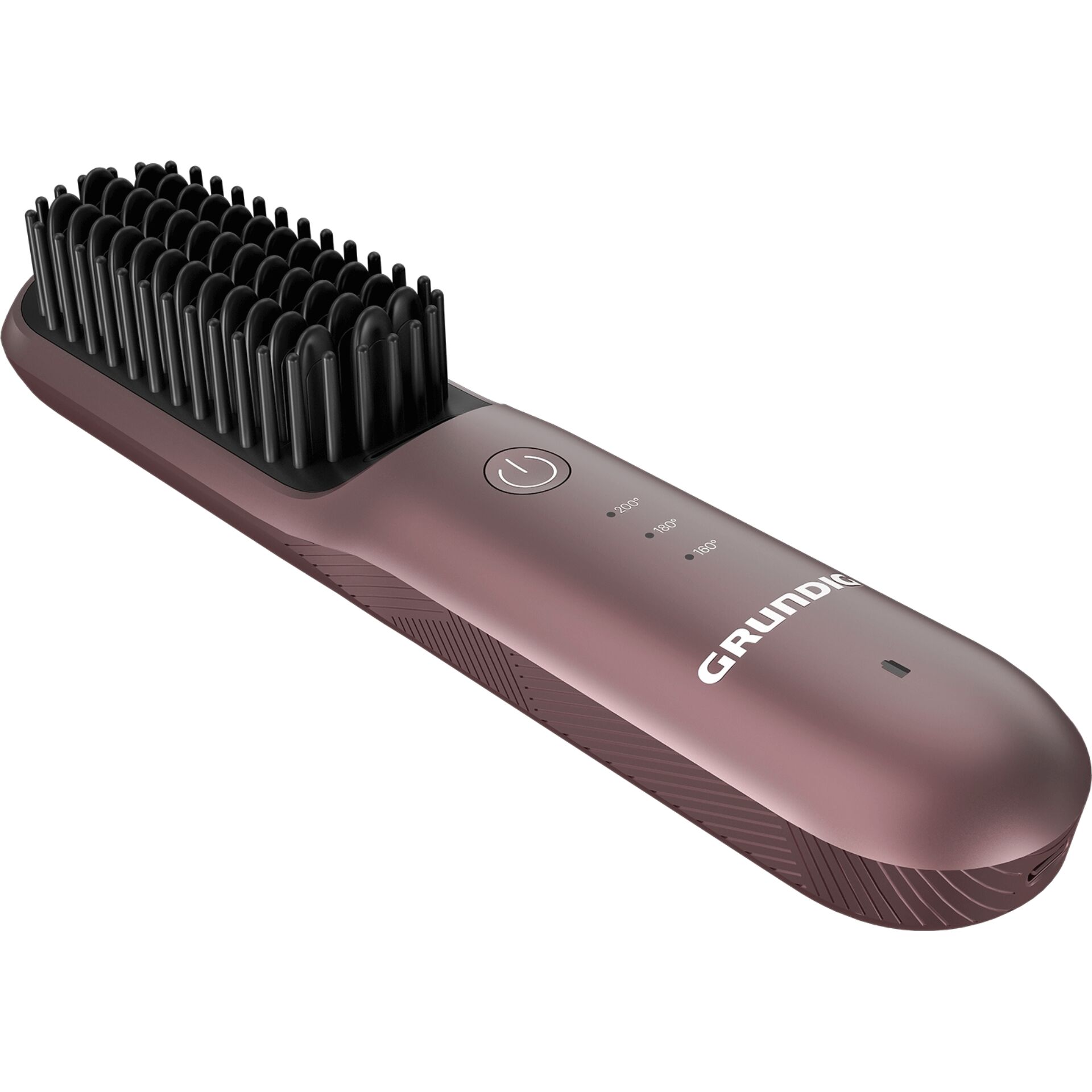 Haarglätter, Bürstenkopf, Kopfplatten, rotbraun, Batterie- oder Netzgerät