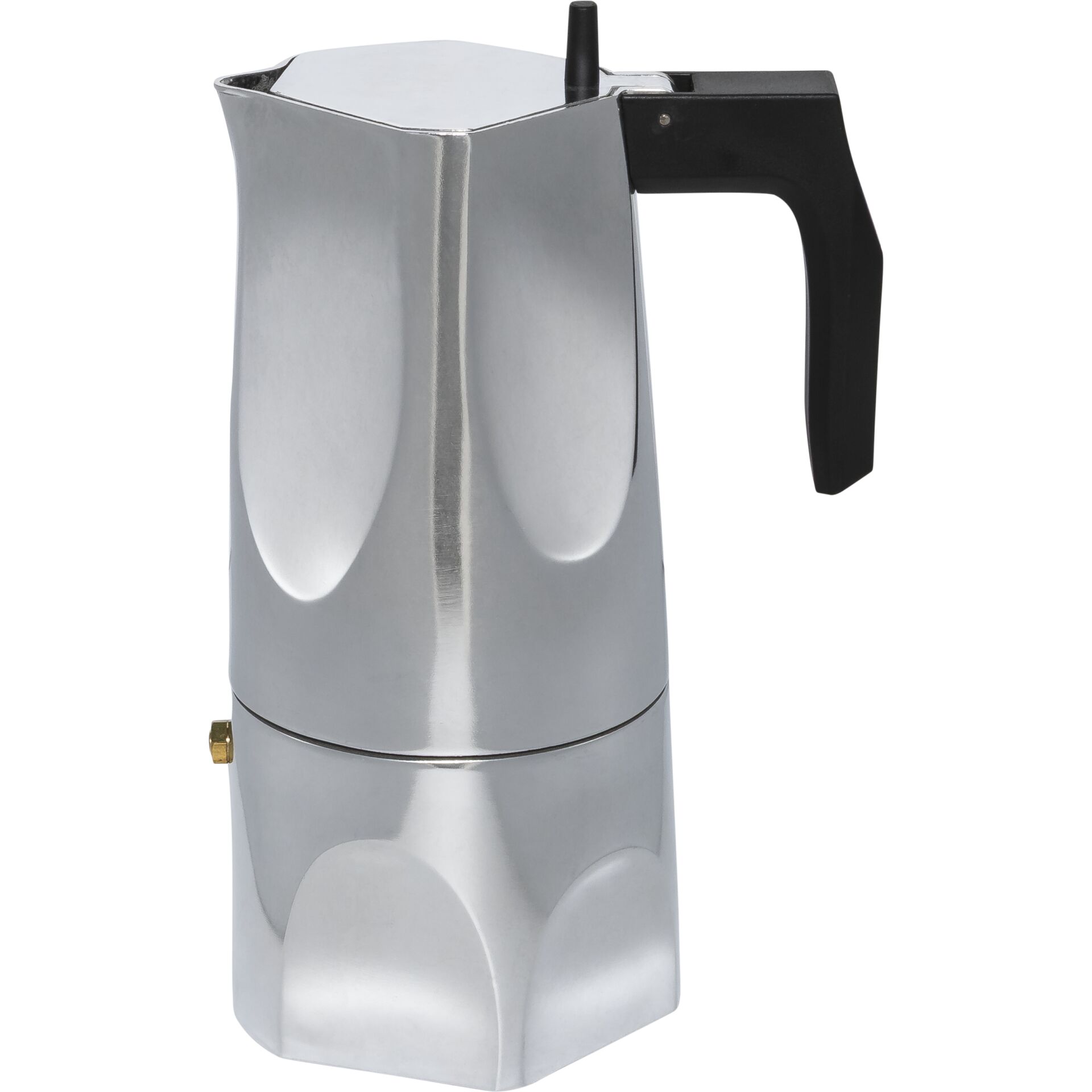 Kaffeepresse, Espressokanne, Aluminium, Schwarzgriff, Kachelform