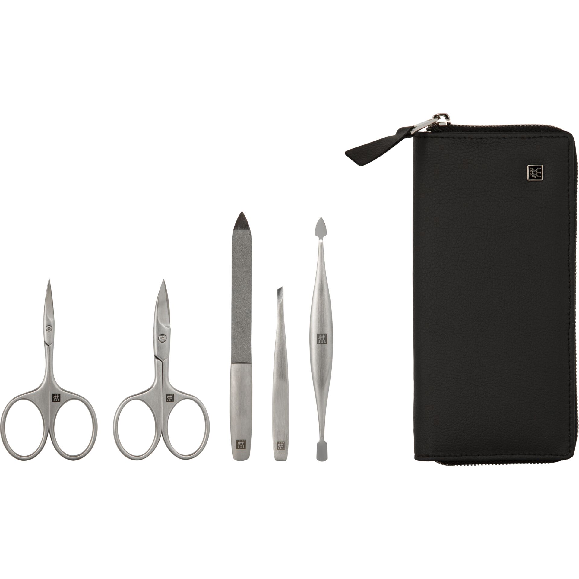 Maniküre-Set, Scheren, Nagelfeile, Kürengerät, Schwarzes Reißverschlusstäschchen