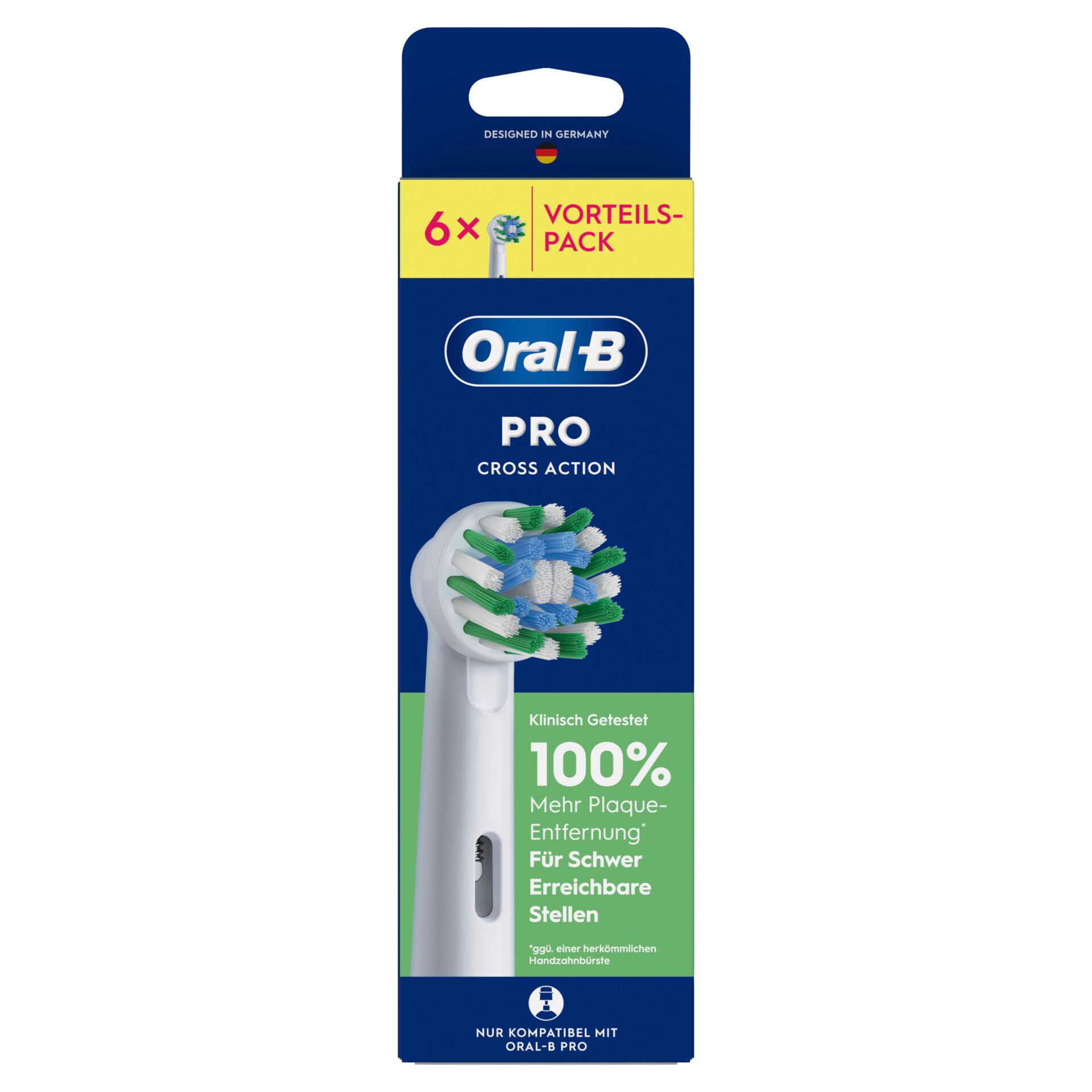 Zahnbürstenkopf, Oral-B Pro, Cross Action, Weiß/Grün, 3D Bürstenkopf
