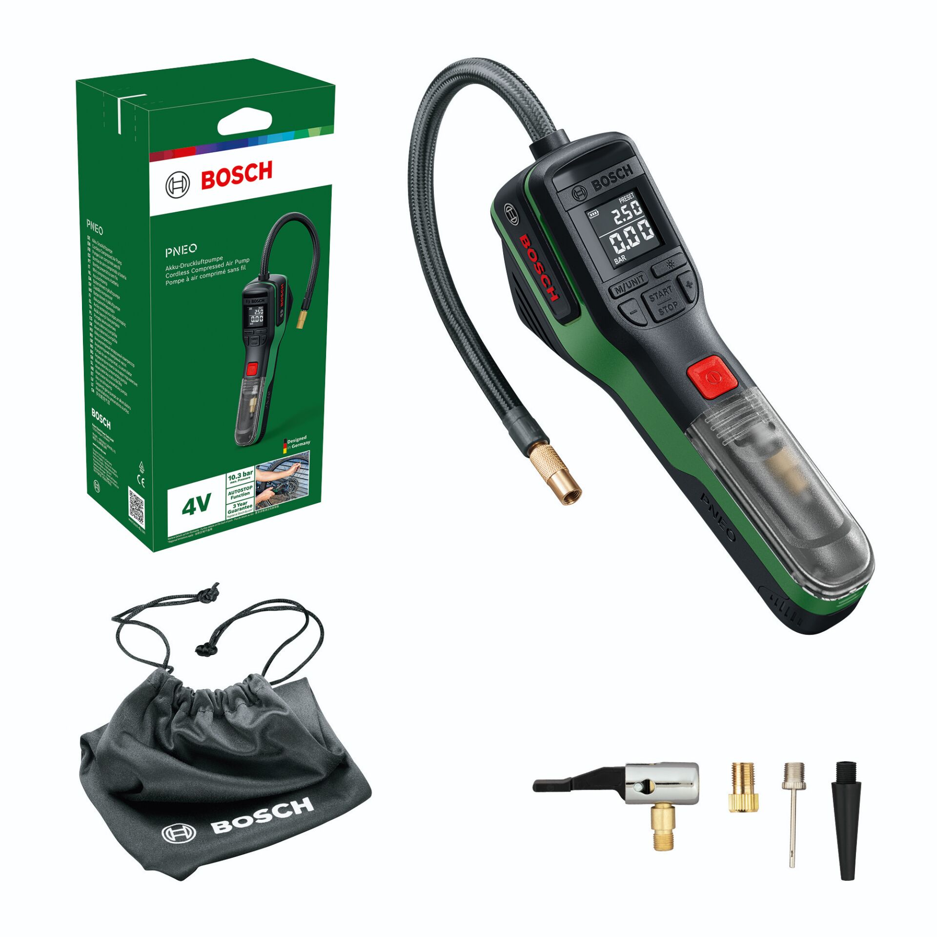 Druckluftpumpe, Pumpe, Manometer, Bosch, Zubehör
