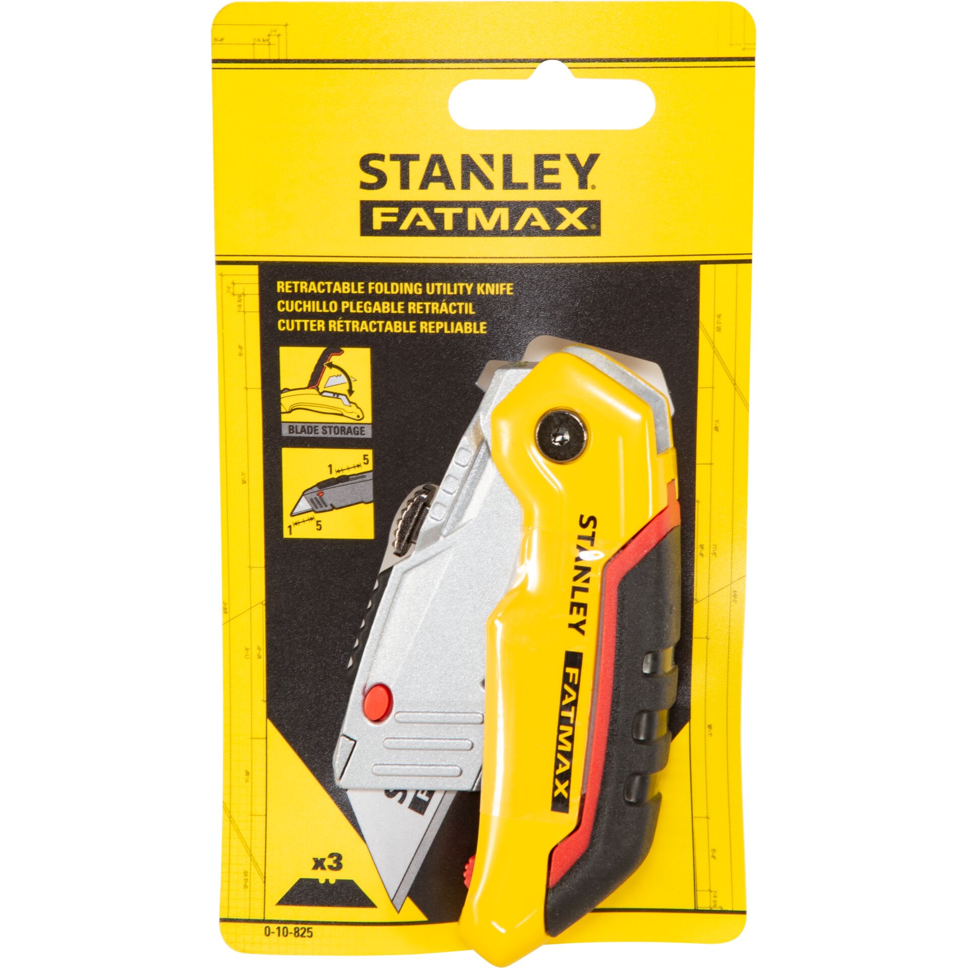 Cutting knife, Utility knife, ausziehbares Messer, gelber Griff, FatMax,  retractable utility knife, blade, gelb, grau, kunststoffgriff