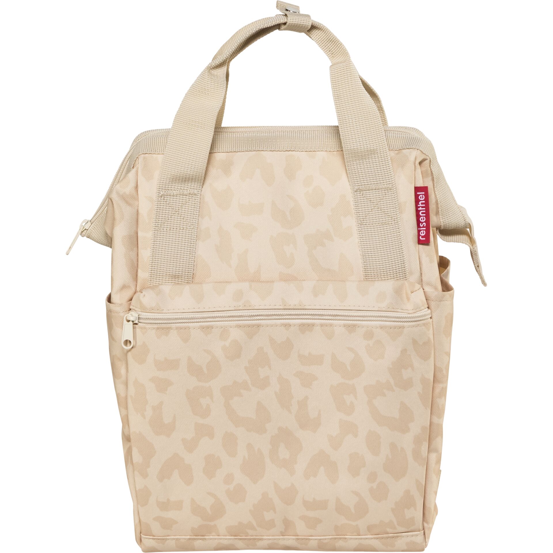 Rucksack, Tasche, Leopard Muster, Beige, Reißverschlussfach
