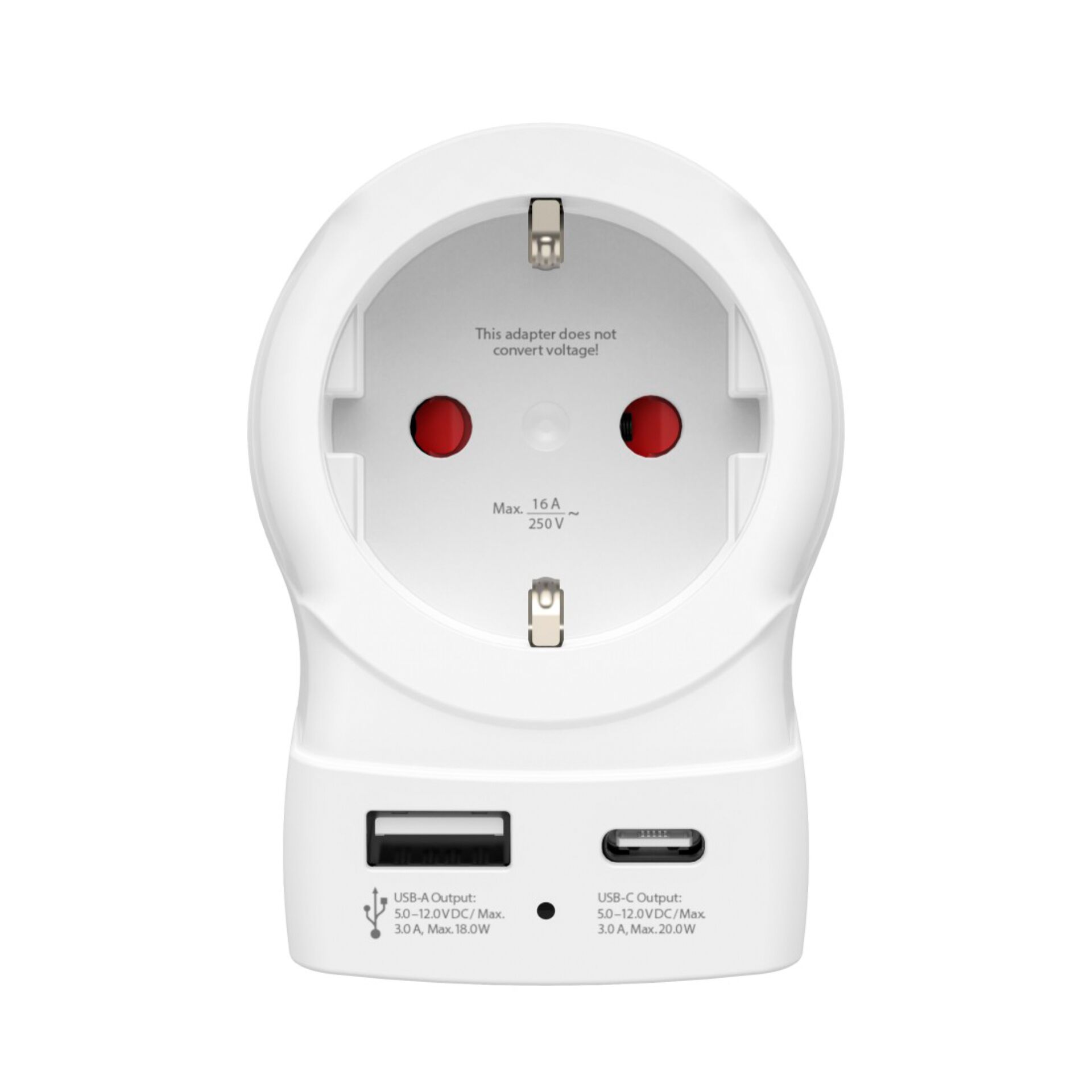 EU-Adapter, USB-Ladegerät, Mehrfachsteckdosenladegerät, Reiseadapter, USB-A USB-C Ausgänge