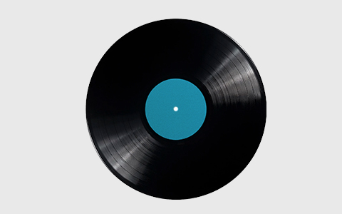 Schallplatte, Vinyl, Schwarz, Rund, Blue Center"