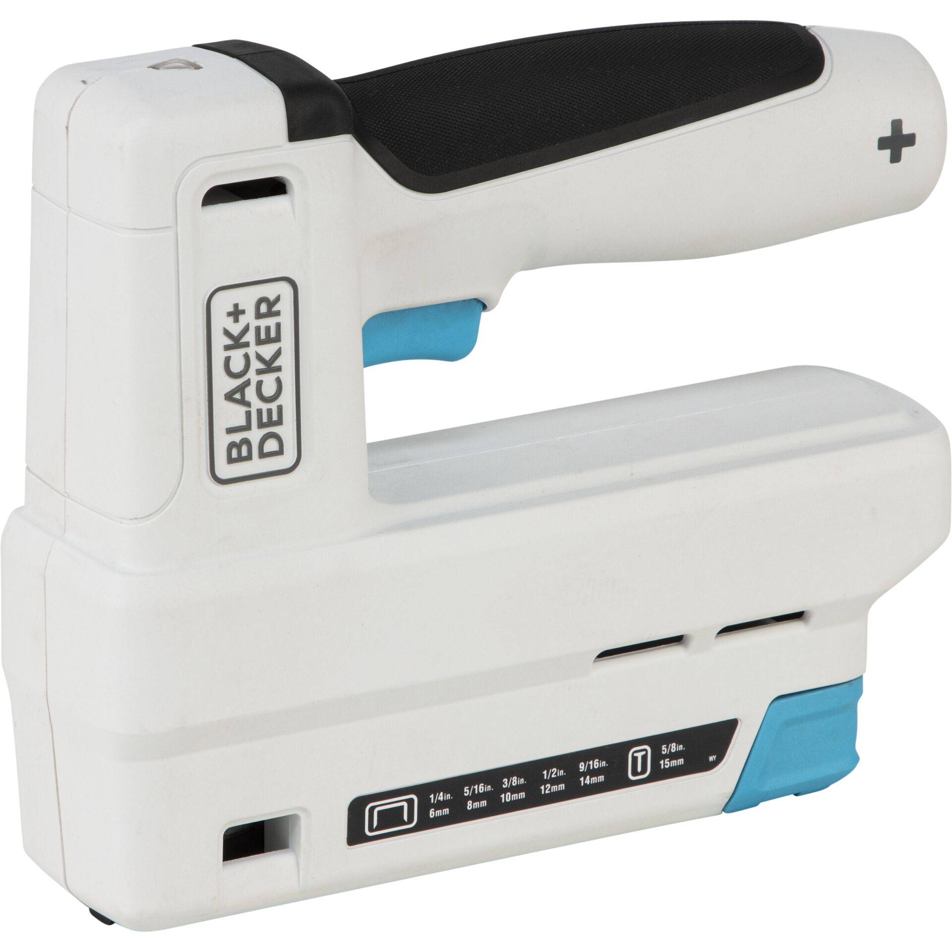 stapler, mini stapler, weißer stapler, blaue akzente, ergonomisch