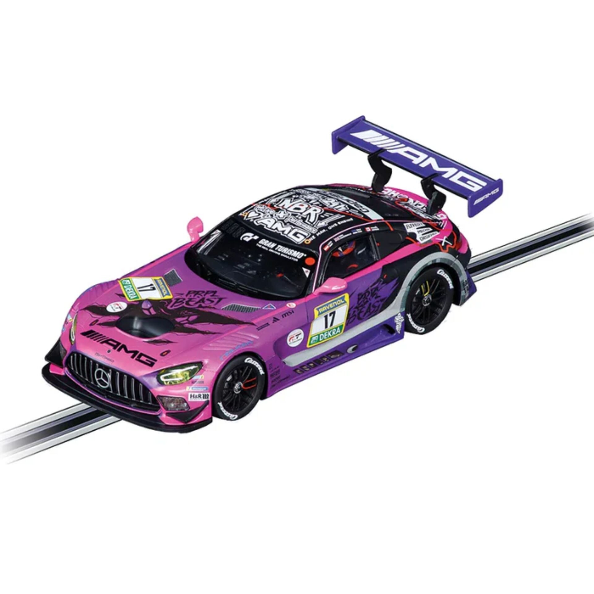 Rennwagen, Diorama, Rennsport, Rosa Auto, Heckflügel