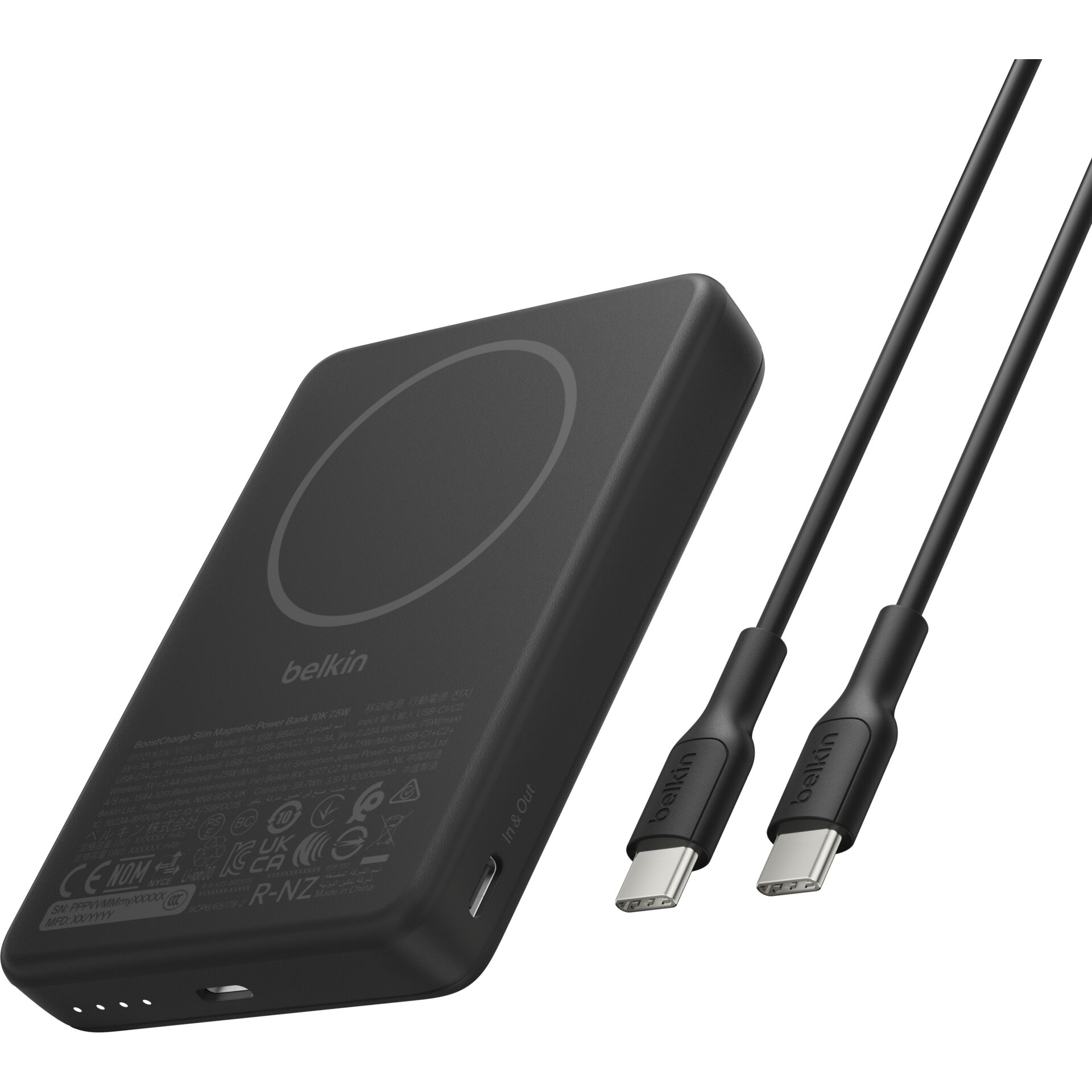 Powerbank, Kabelgebundene Ladehülle, USB-C, MagSafe kompatibel, Kabel enthalten