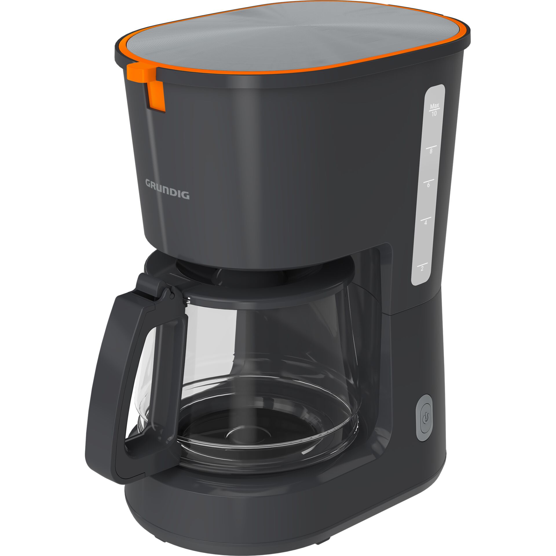 Kaffeekanne, Filterkaffeemaschine, Kaffeeapparat, Glasbehälter, Graue Maschine