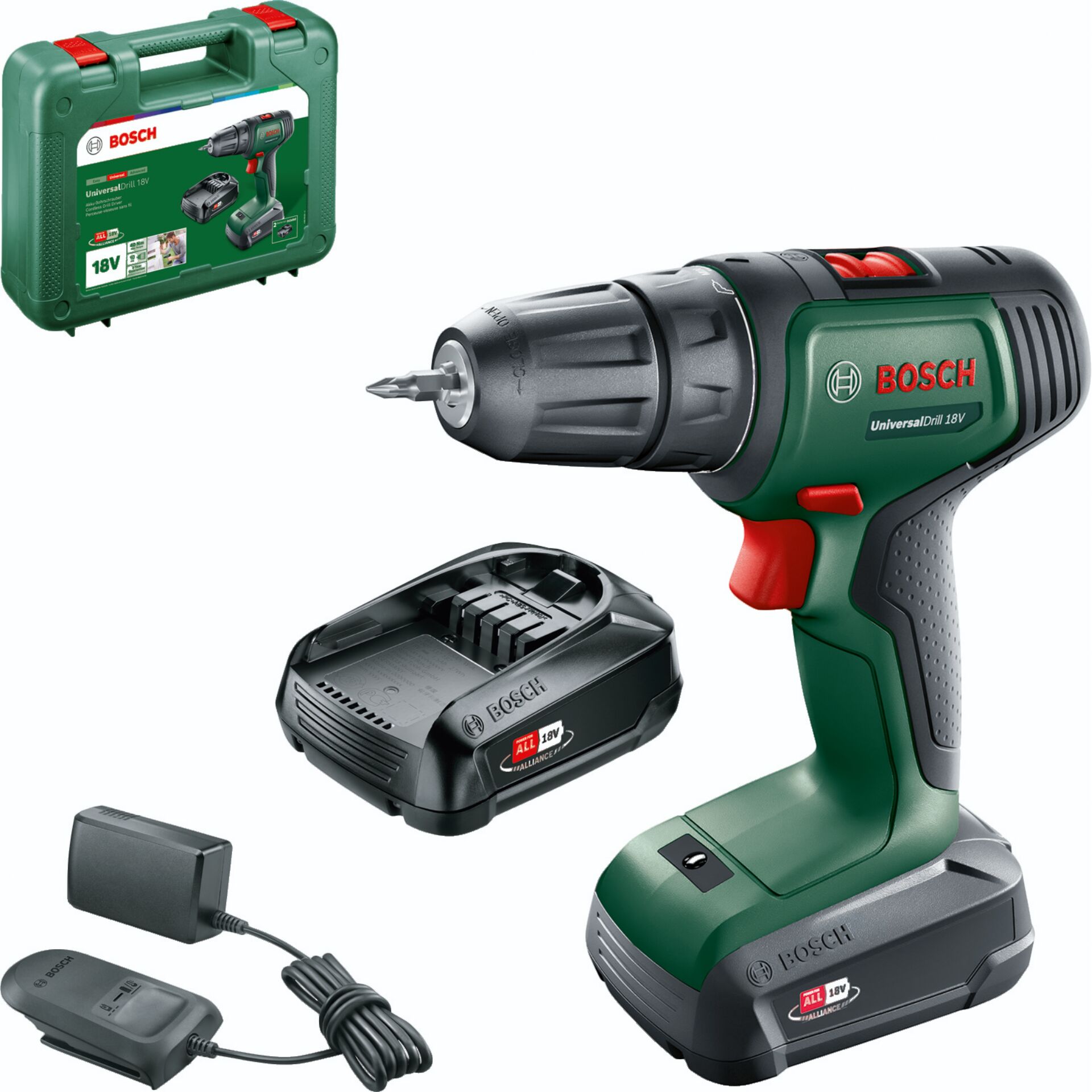 Akkuschrauber, Schlagbohrmaschine, 18V, Koffer, Ladegerät