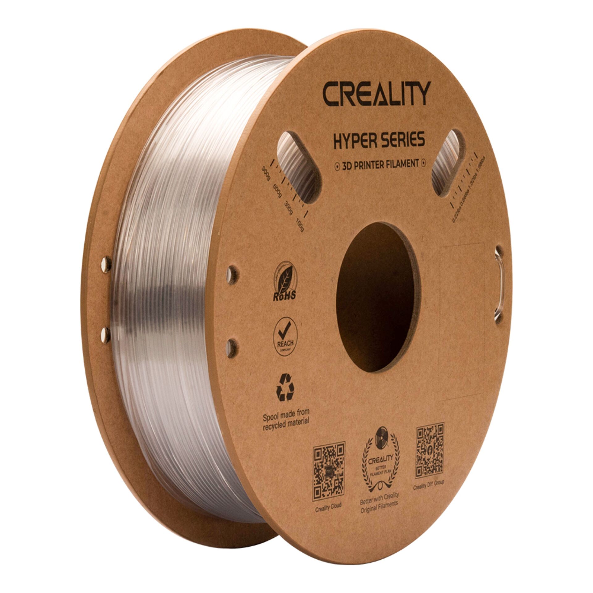 3D-Druck Filament, PLA Filament, transparent/klar, Spule, Hyper-Serie