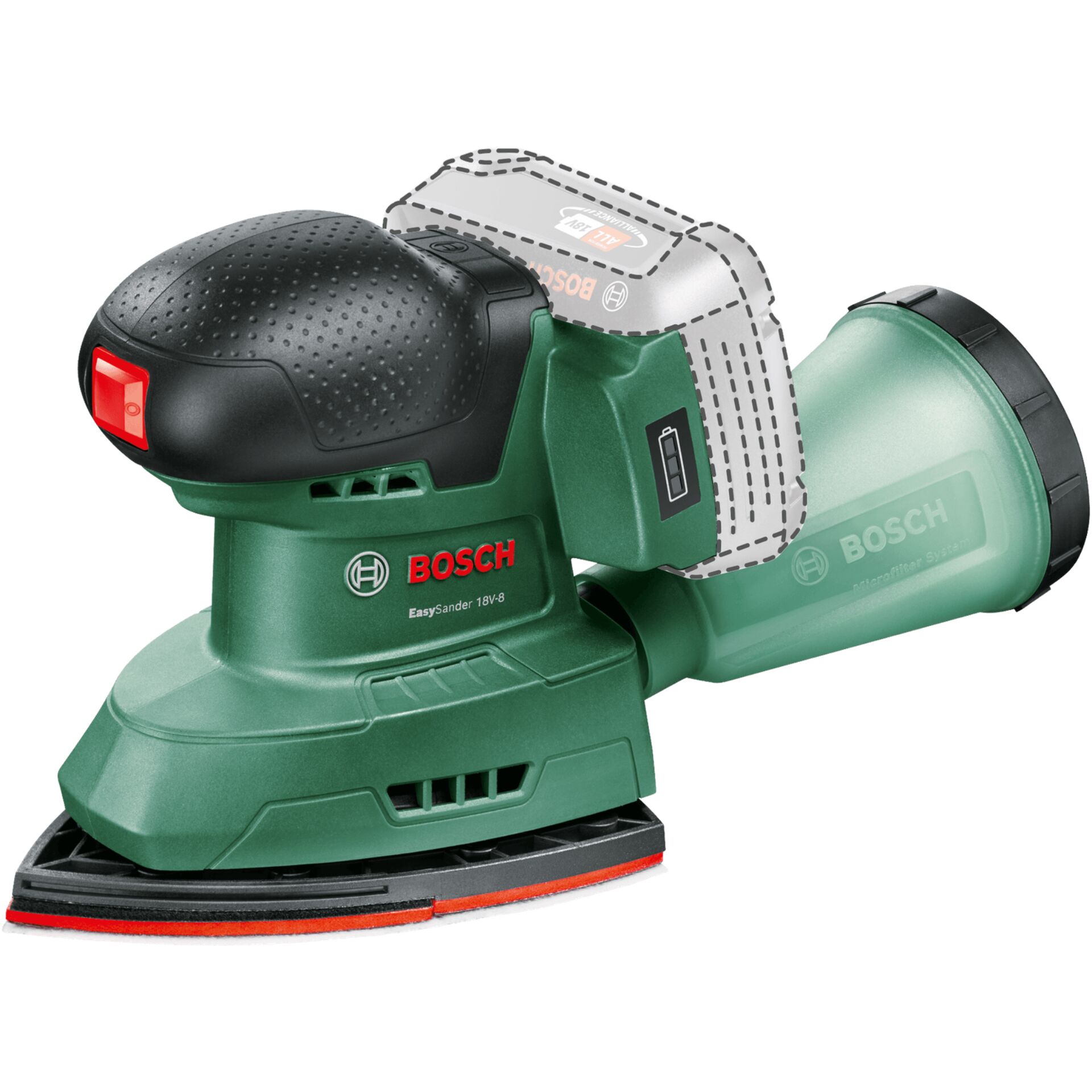 Exzenterschleifer, Bosch, 18V, Grün, Kleiner Schleifer