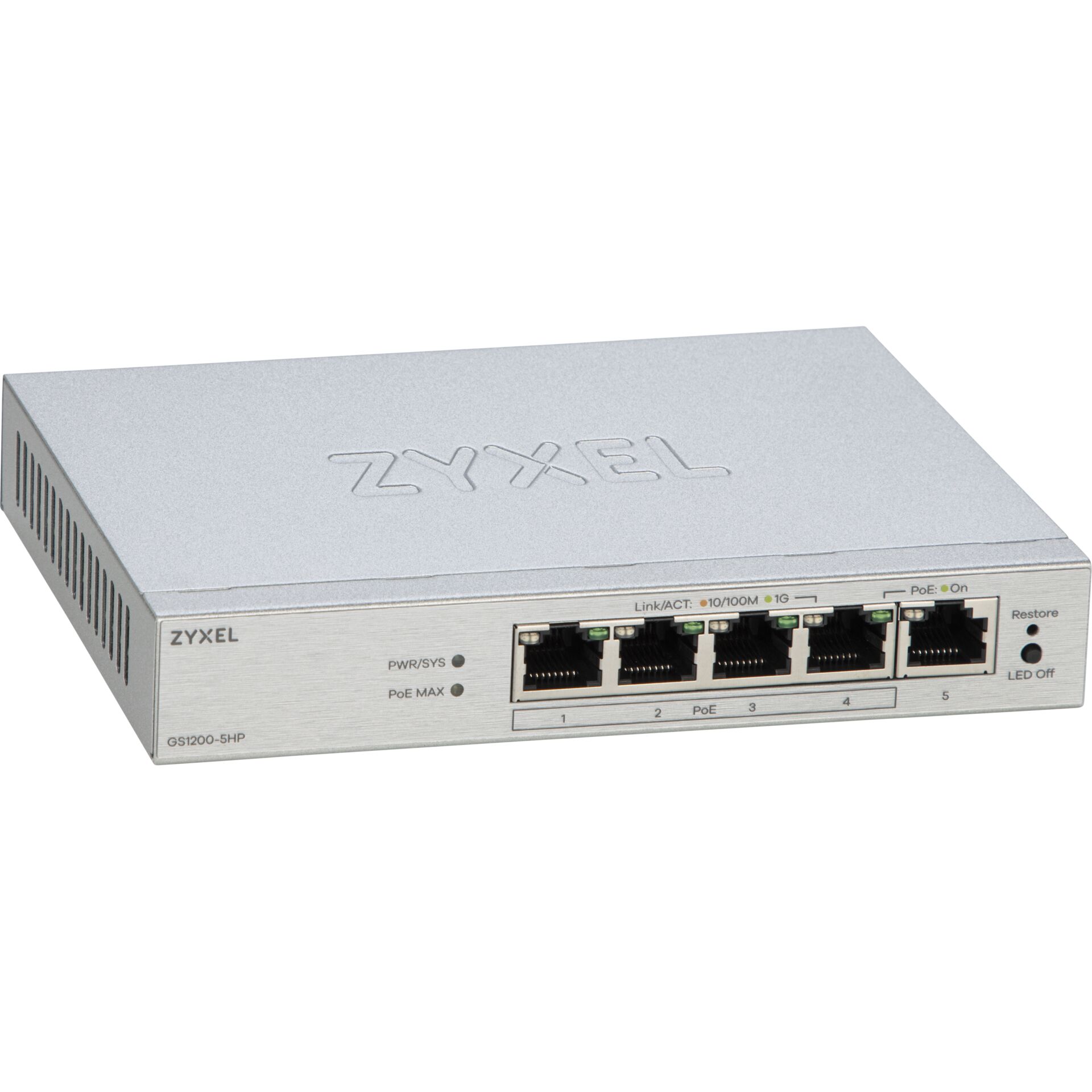 PoE-Switch, 5-Port, Ethernet, Metallgehäuse, Rechteckig