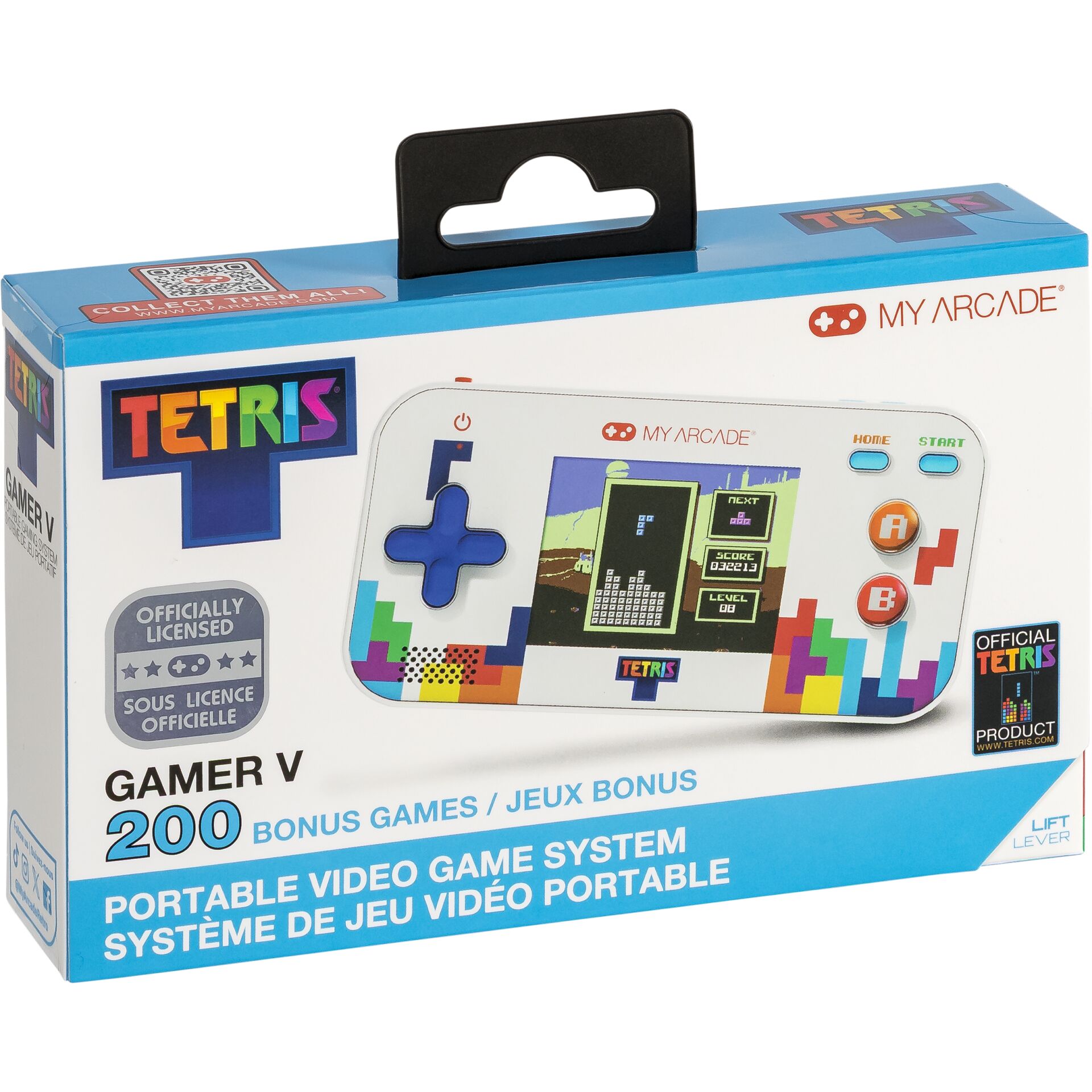 Gamer V, Portablespielekonsole, Tetris-Design, 200 Spiele, Lift-Versteller