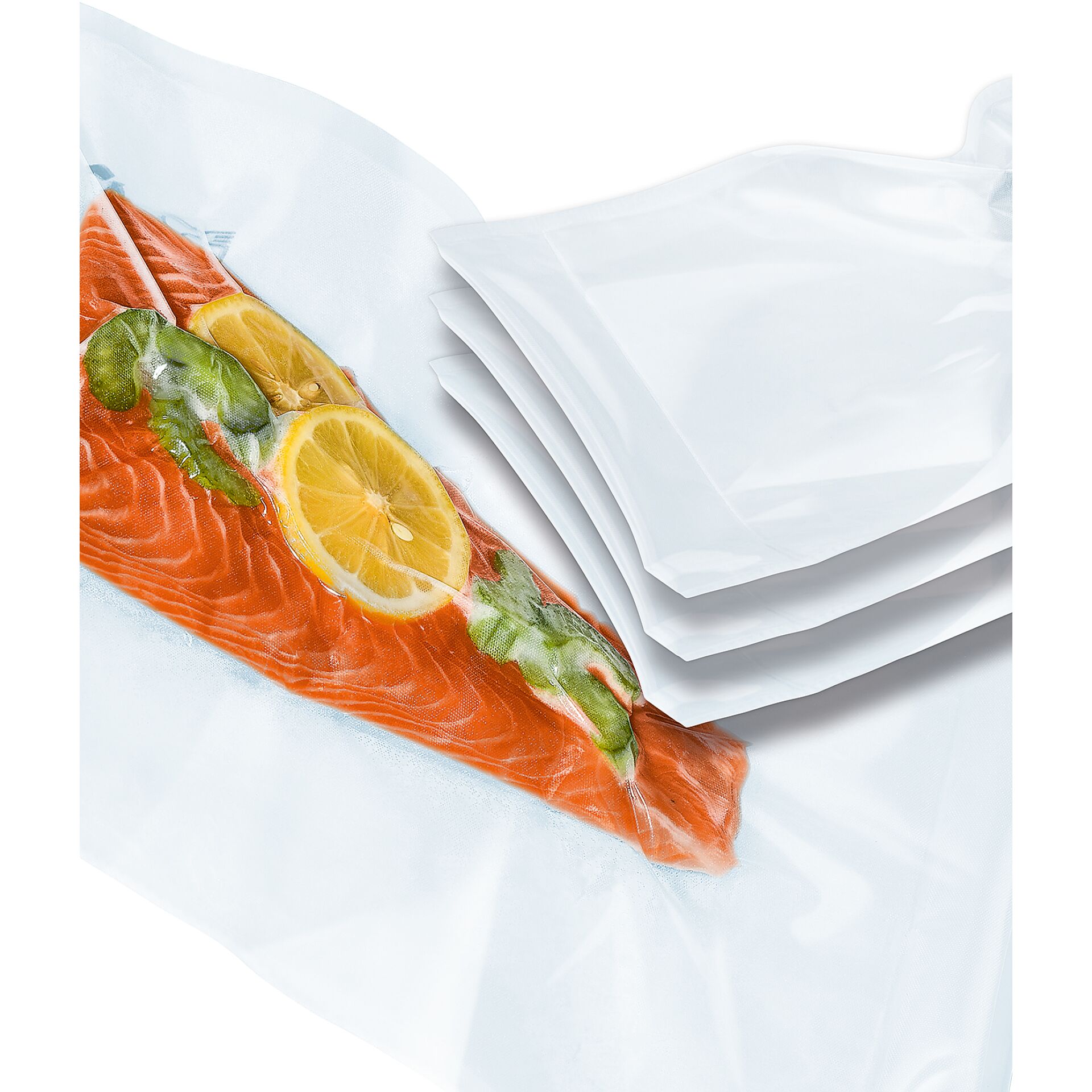 lachs, vakuumbeutel, frostware, meeresfrüchte, zitrone garnitur