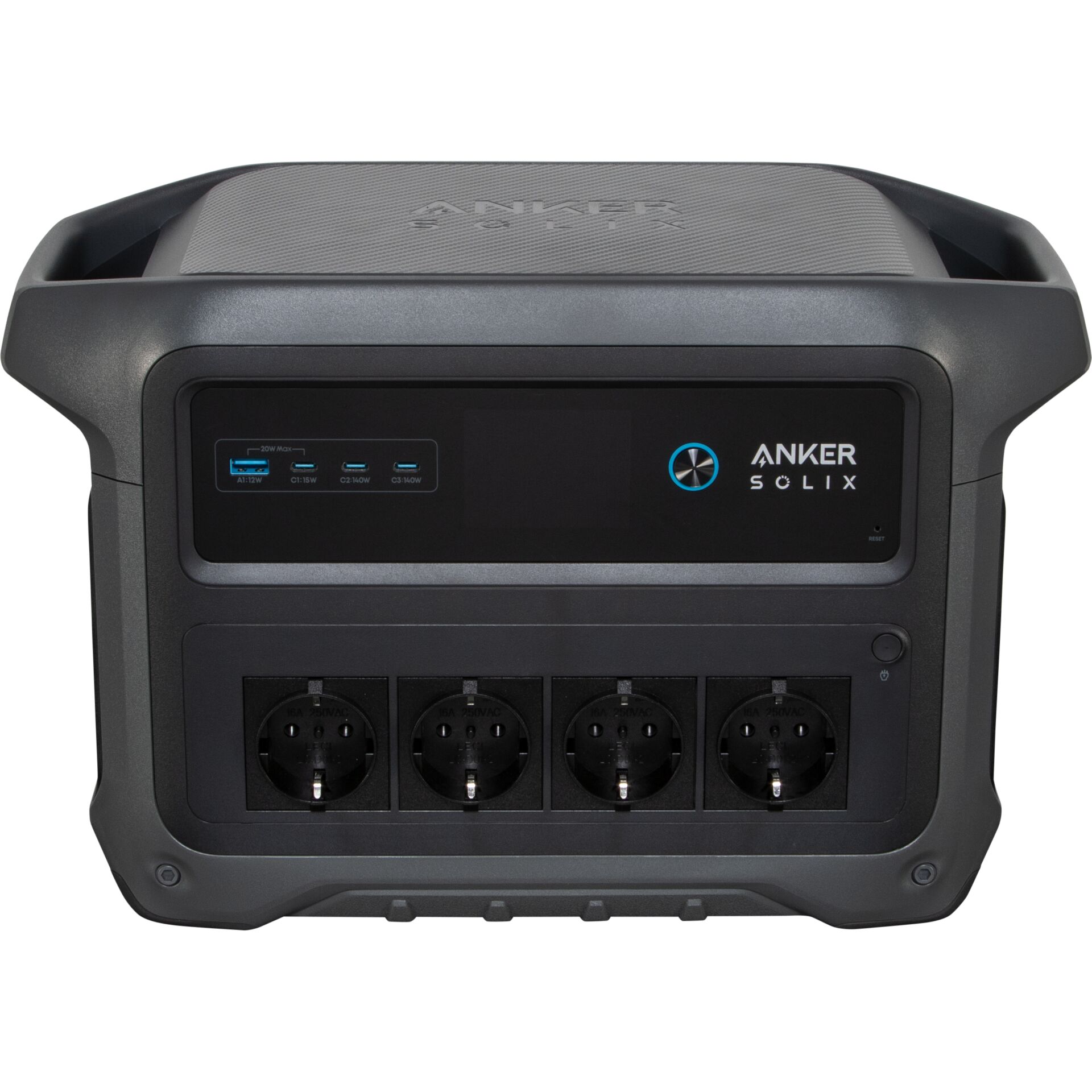 Powerstation, tragbare Stromversorgung, USB-Anschlüsse, 4× Steckdosen, Anker Solix