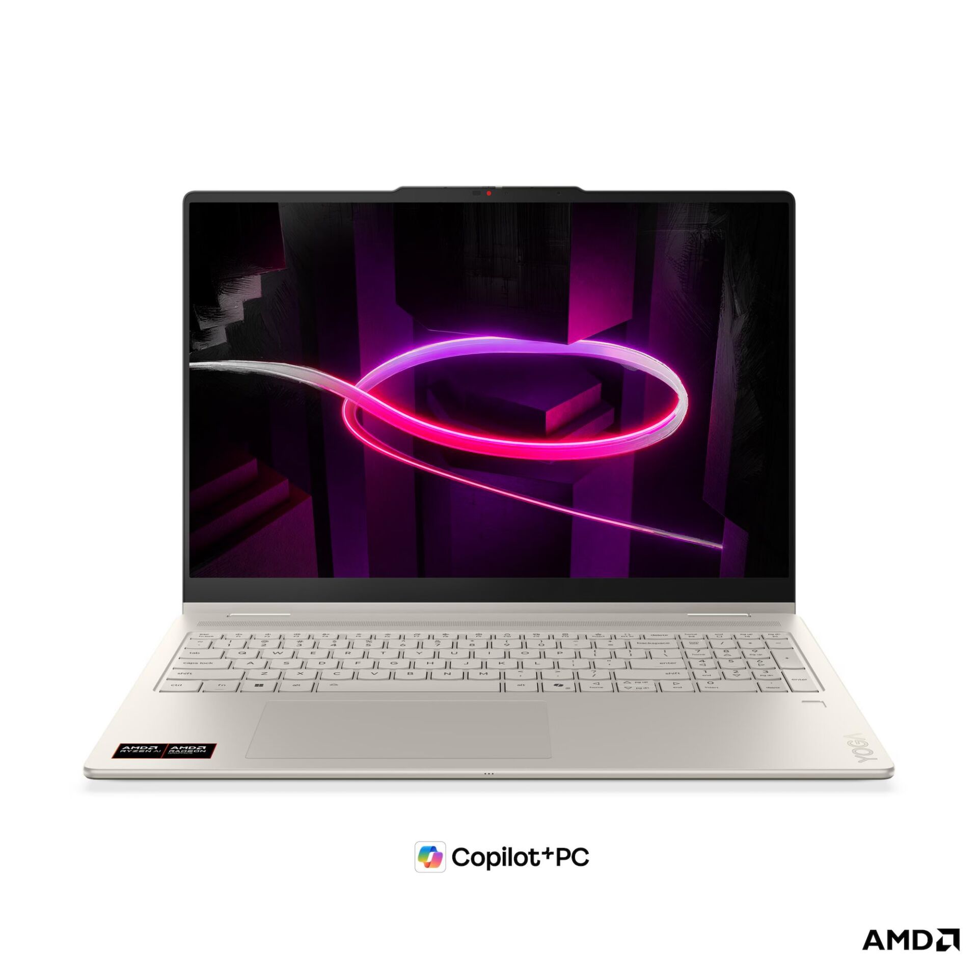laptop, Neon-Silhouette, Pink-Purple, Tastaturbeleuchtung, Copilot-PC Branding