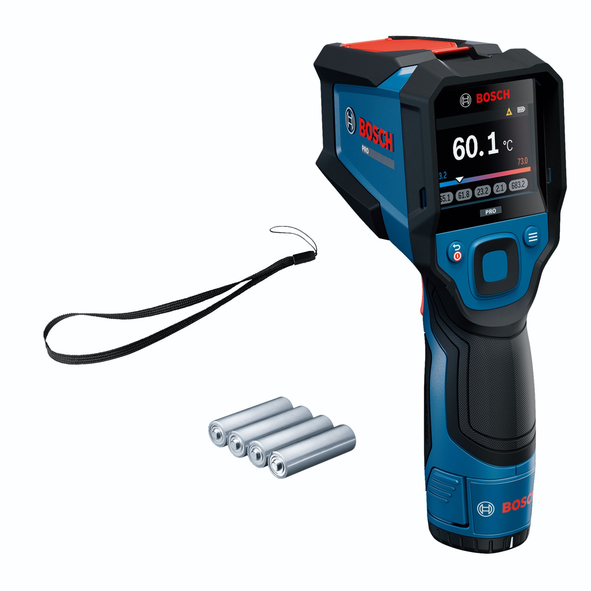 Infrarotmessgerät, Temperaturmesser, Bosch Pro, Laser-Temperaturklammer, Batterien (AA)
