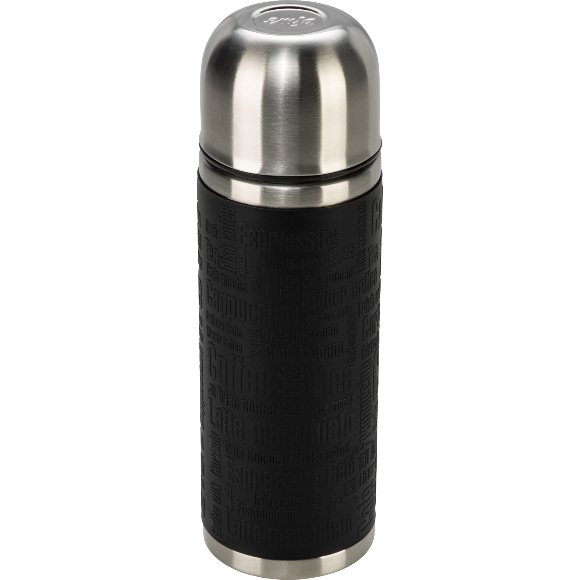 thermos, edelstahl, schwarz, isoliert, vakuum