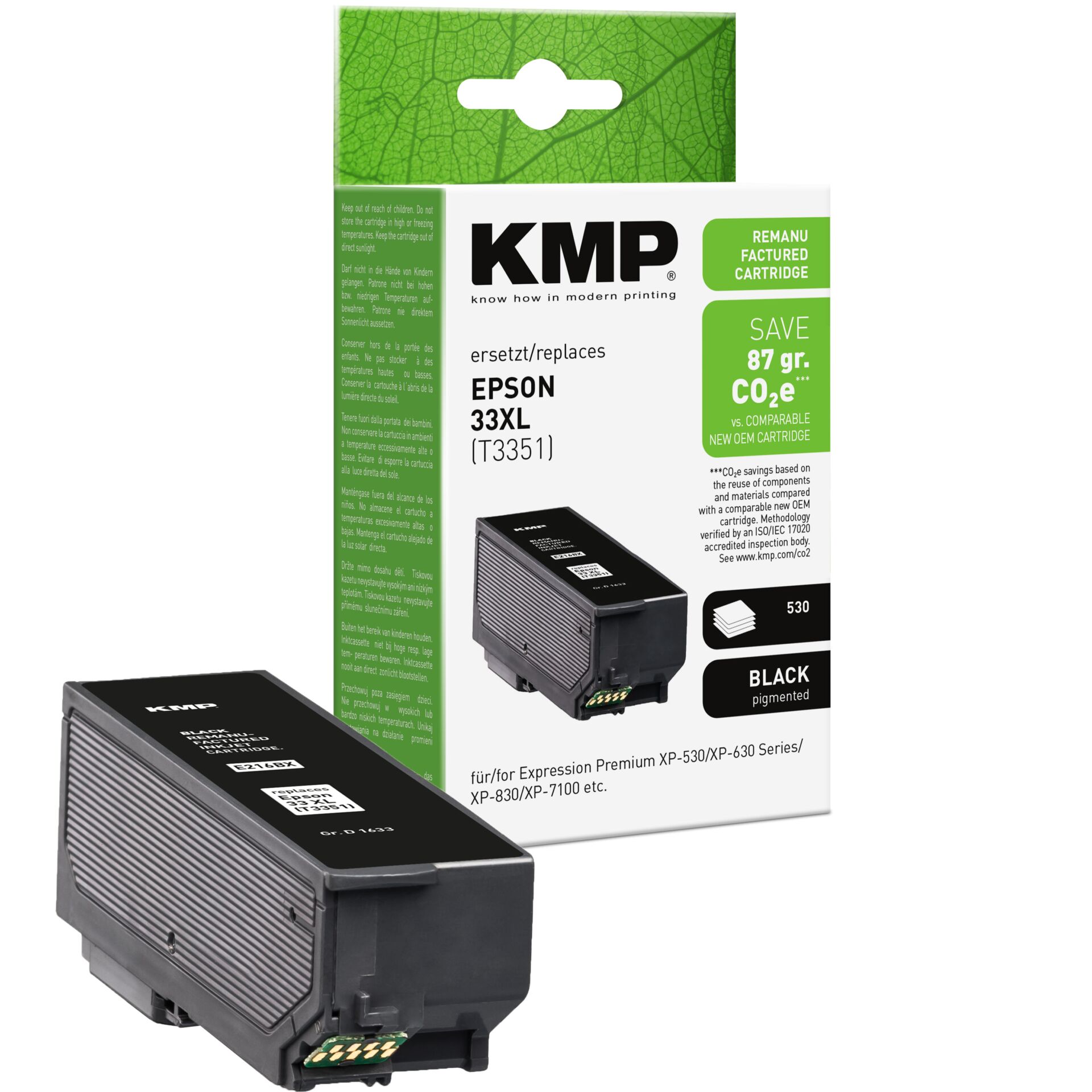 Adapter, Elektronik, QR Code, Tonerpatrone, Epson Kompatibel, KMP, Schwarzpigment, CO2 sparen