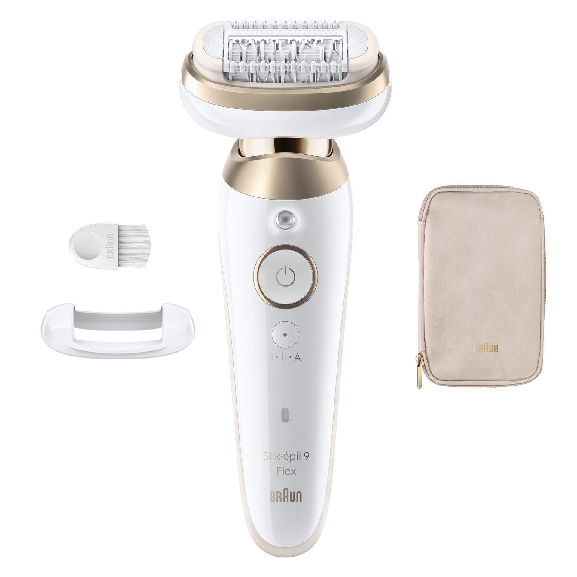 epilator, electric shaver, rotary head, gold white, accessories included