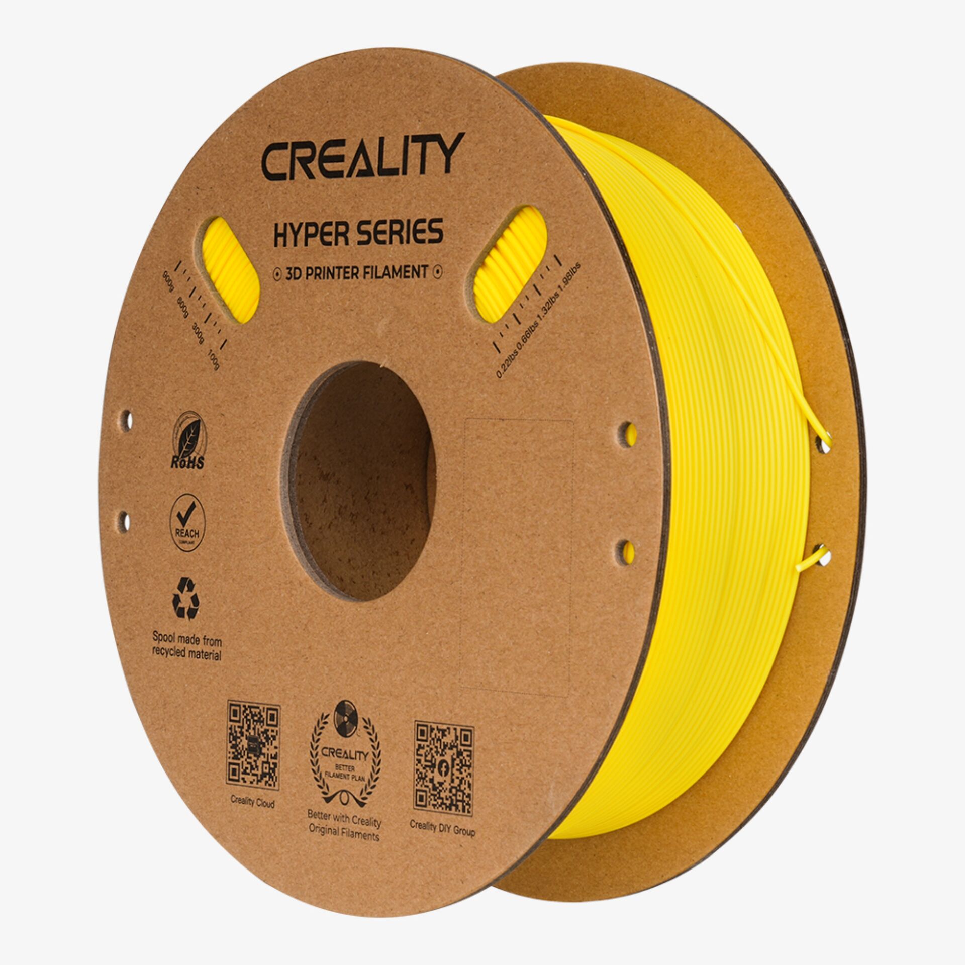 3D-Druck-Filament, PLA-Filament, gelb Spule, Filament-Spule, CREALITY Hyper Series