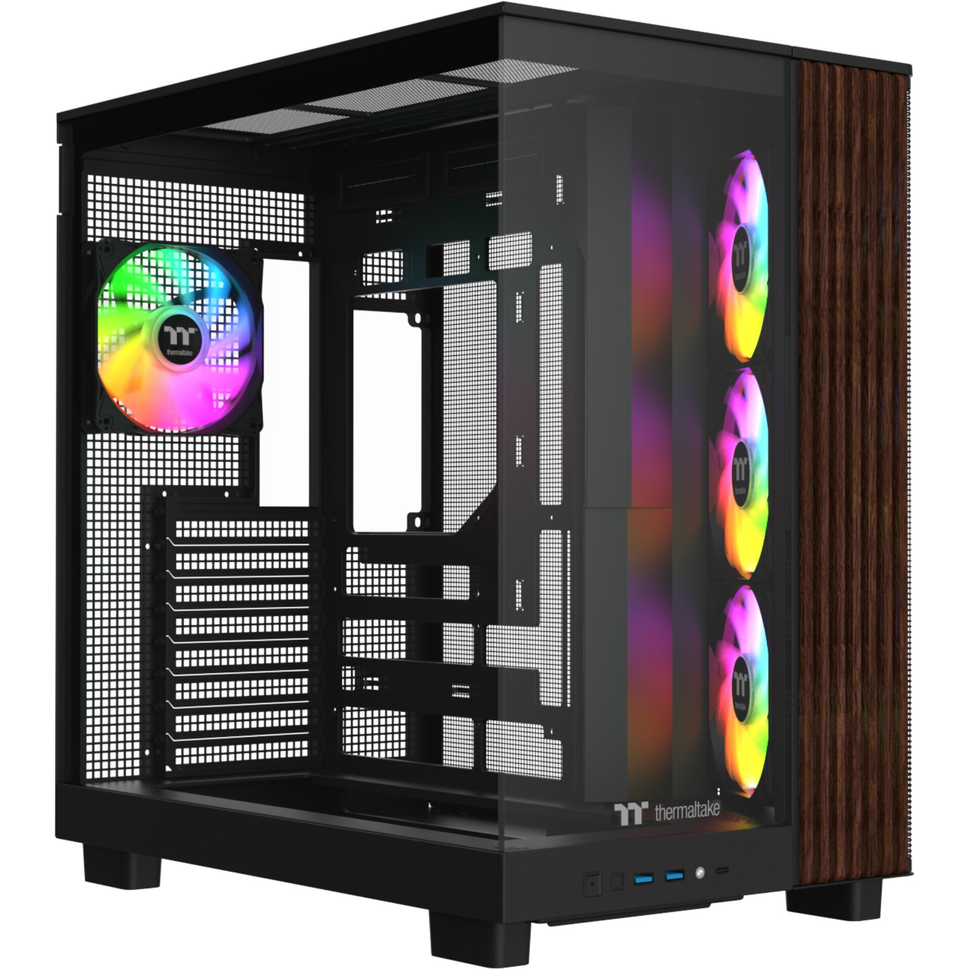 PC-Gehäuse, Mid-Tower, RGB-Lüfter, Glas-Seitenteil, Front-Mesh