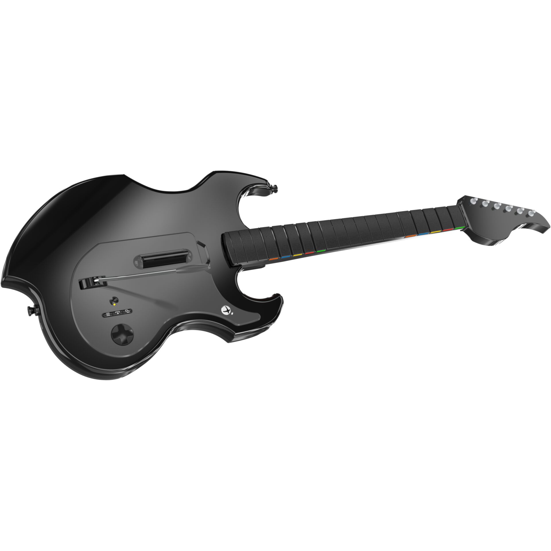 E-Gitarre, Schwarz, Elektrische Gitarre, Hohlkorpus, Hals mit Bünden