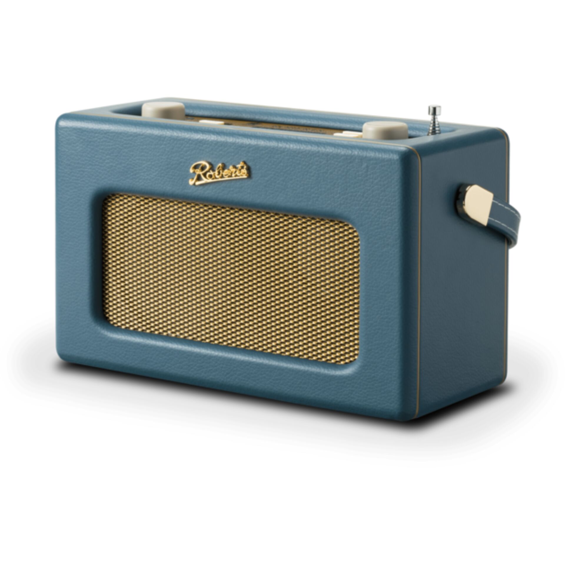 radio, bluetooth, portabel, blau, goldenes gitter