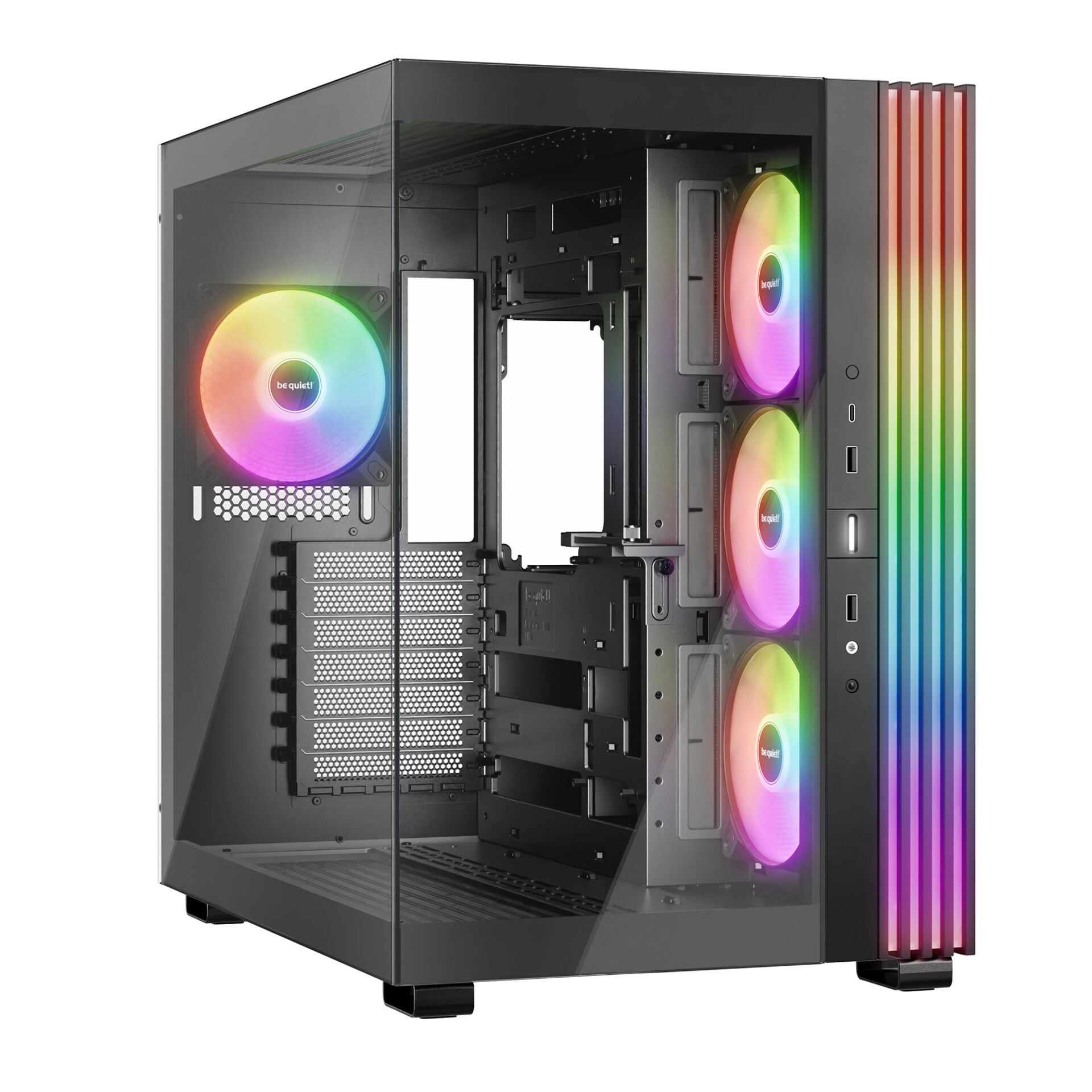 PC-Gehäuse, RGB, Schwarz, Mid-Tower, Glas-Seitenteil